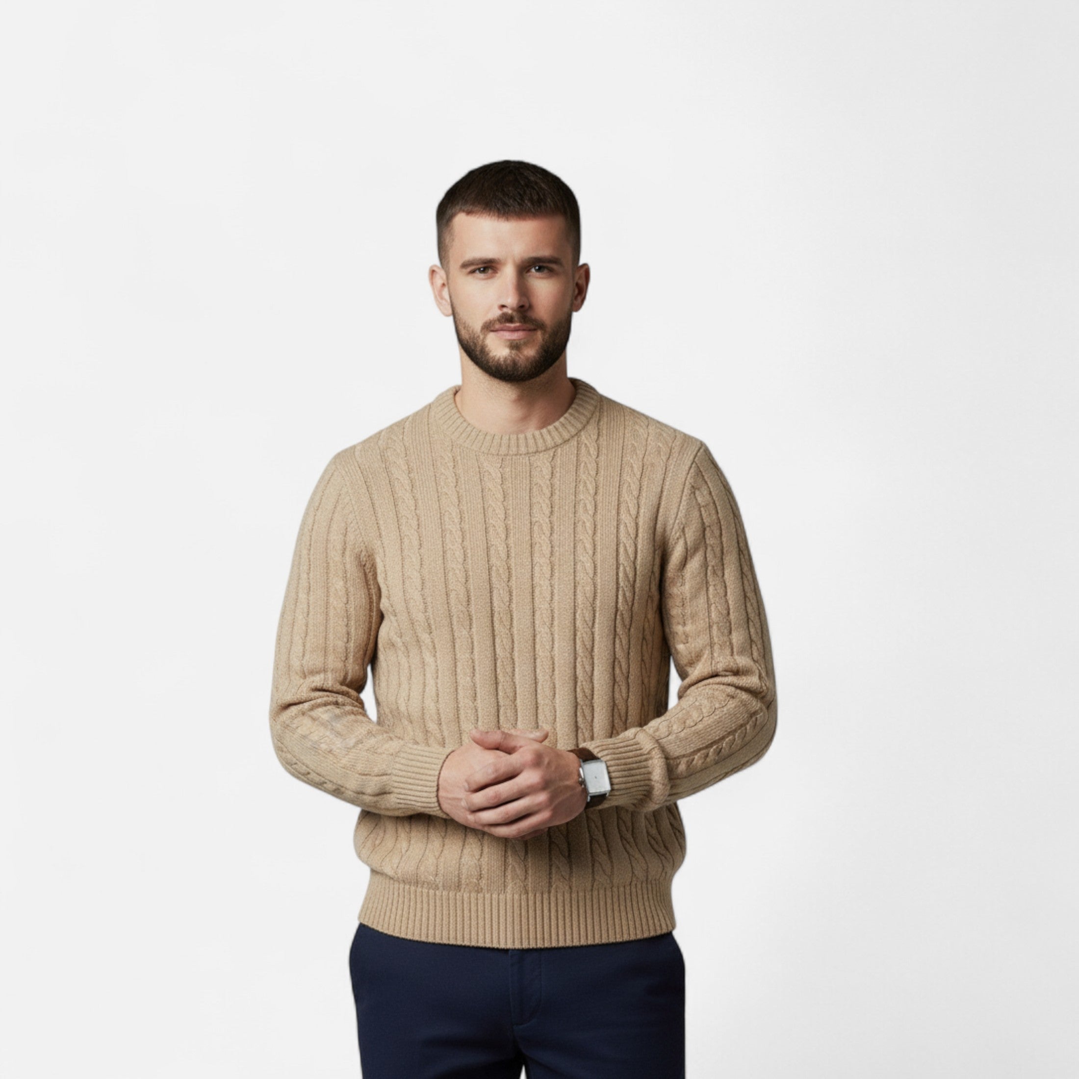 Volarno | Men’s Cotton Blend Sweater – Timeless Round Neck Style