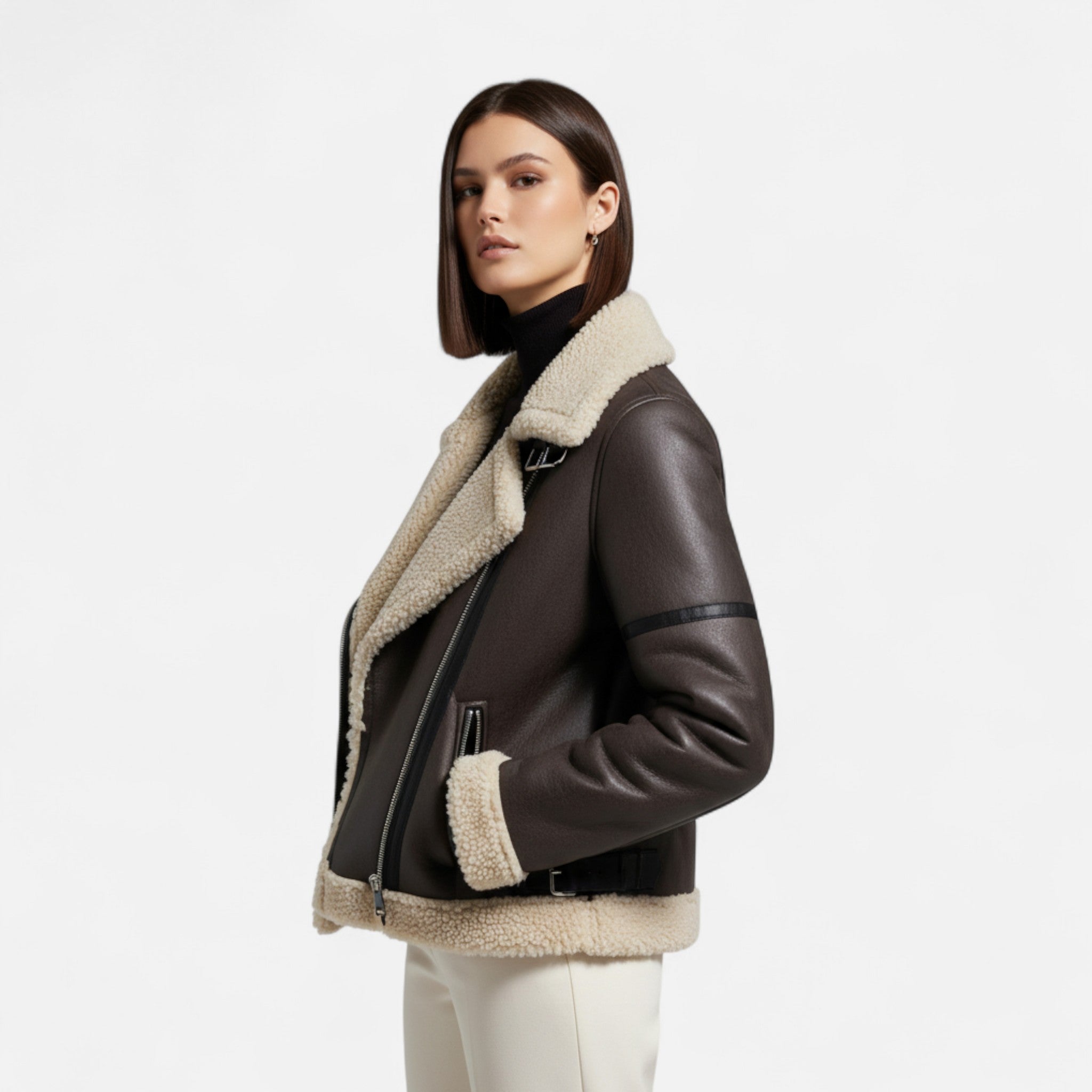 Volarno | Women’s Autumn Belted Leather Jacket