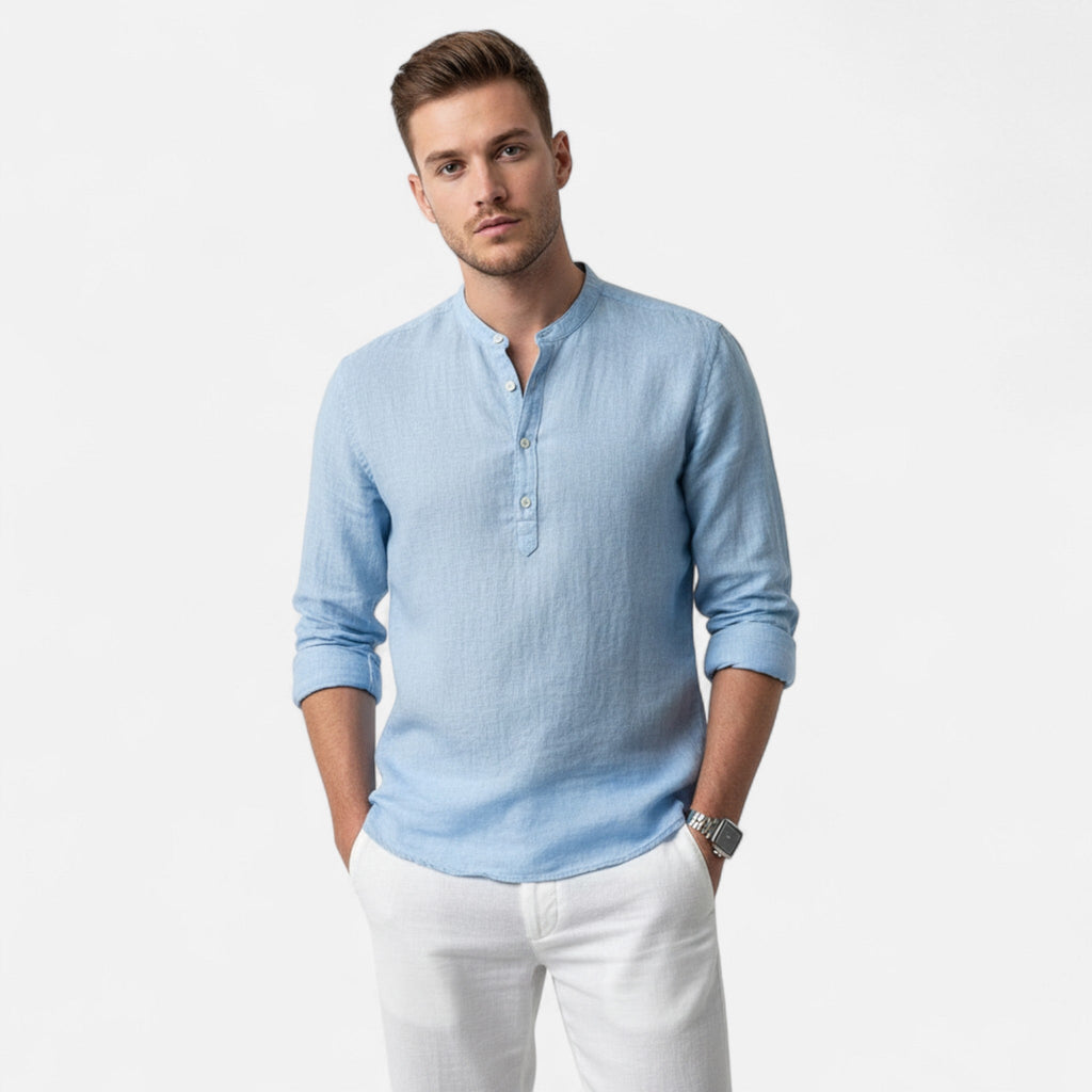 Volarno | Men’s Linen Henley Shirt