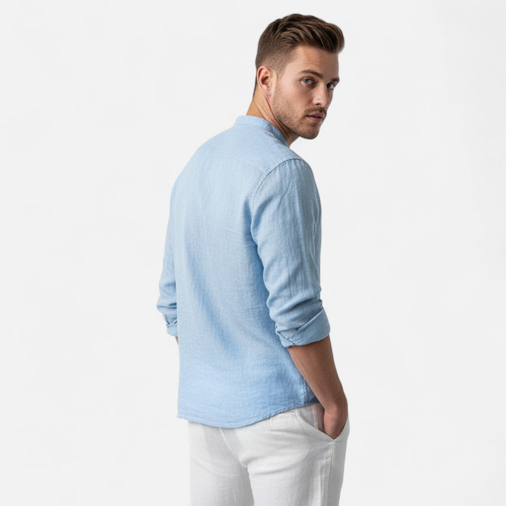 Volarno | Men’s Linen Henley Shirt