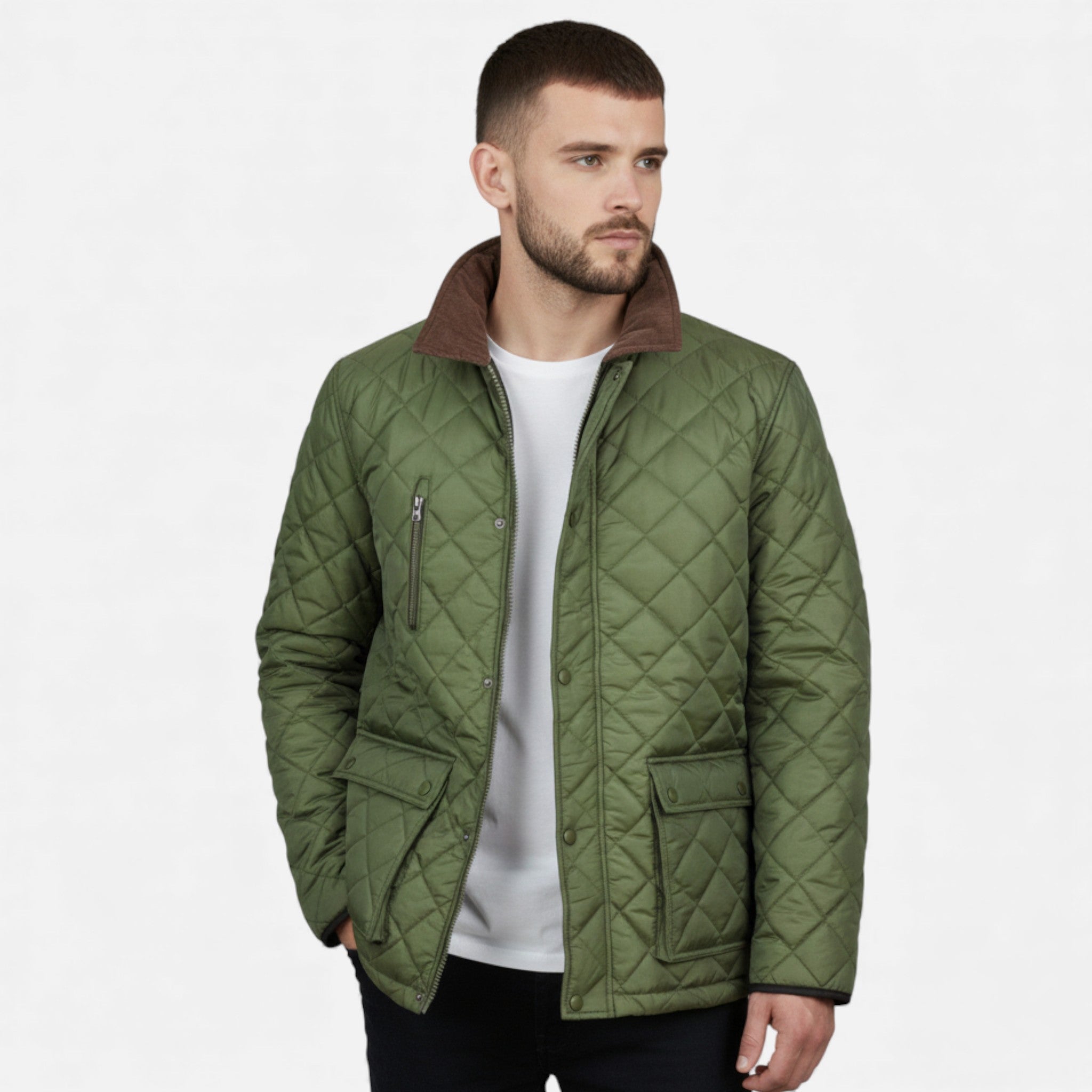 Volarno | Men’s Quilted Gold Fleece-Lined Jacket