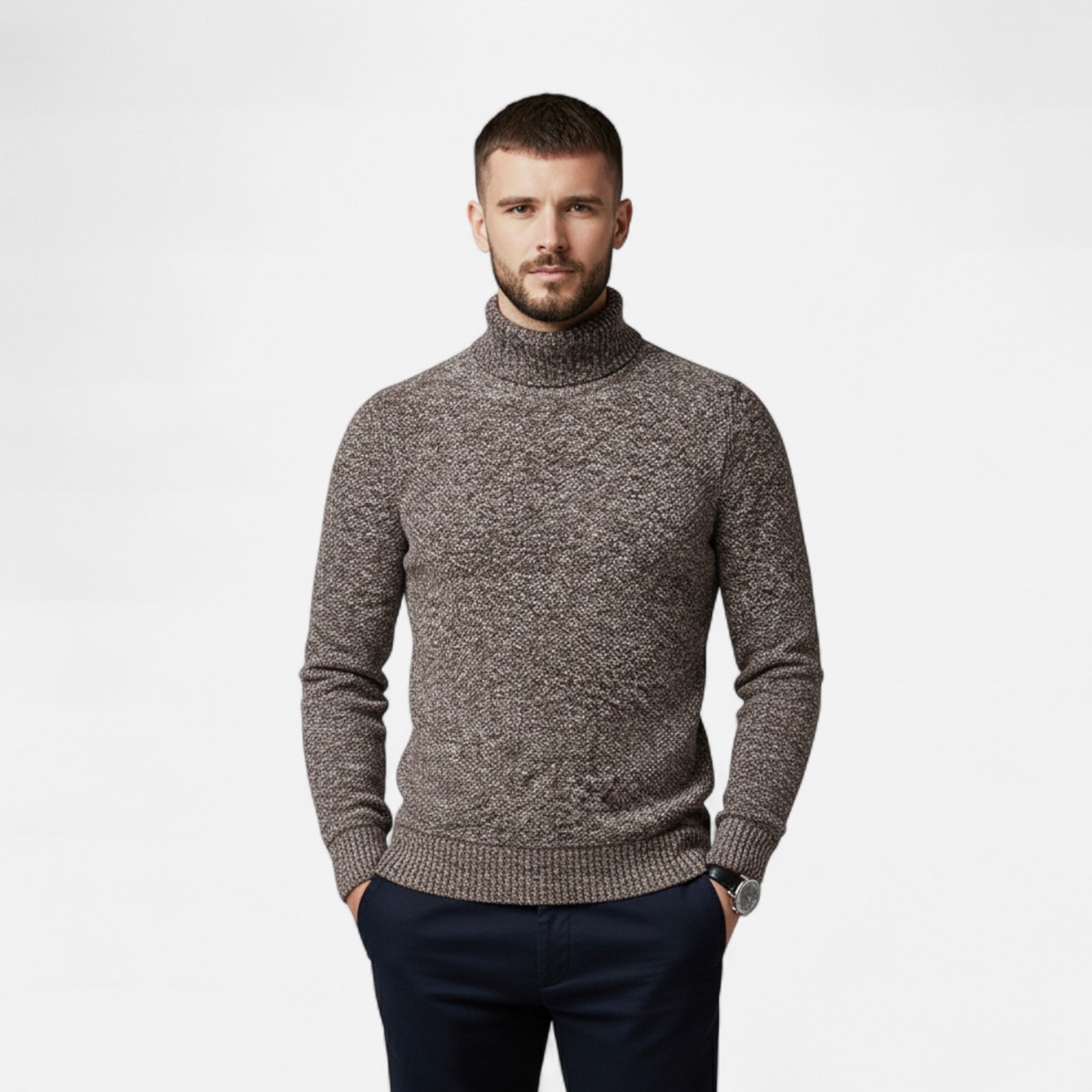 Volarno | Men’s Knitted Turtleneck Sweater – Thick Winter Warmth
