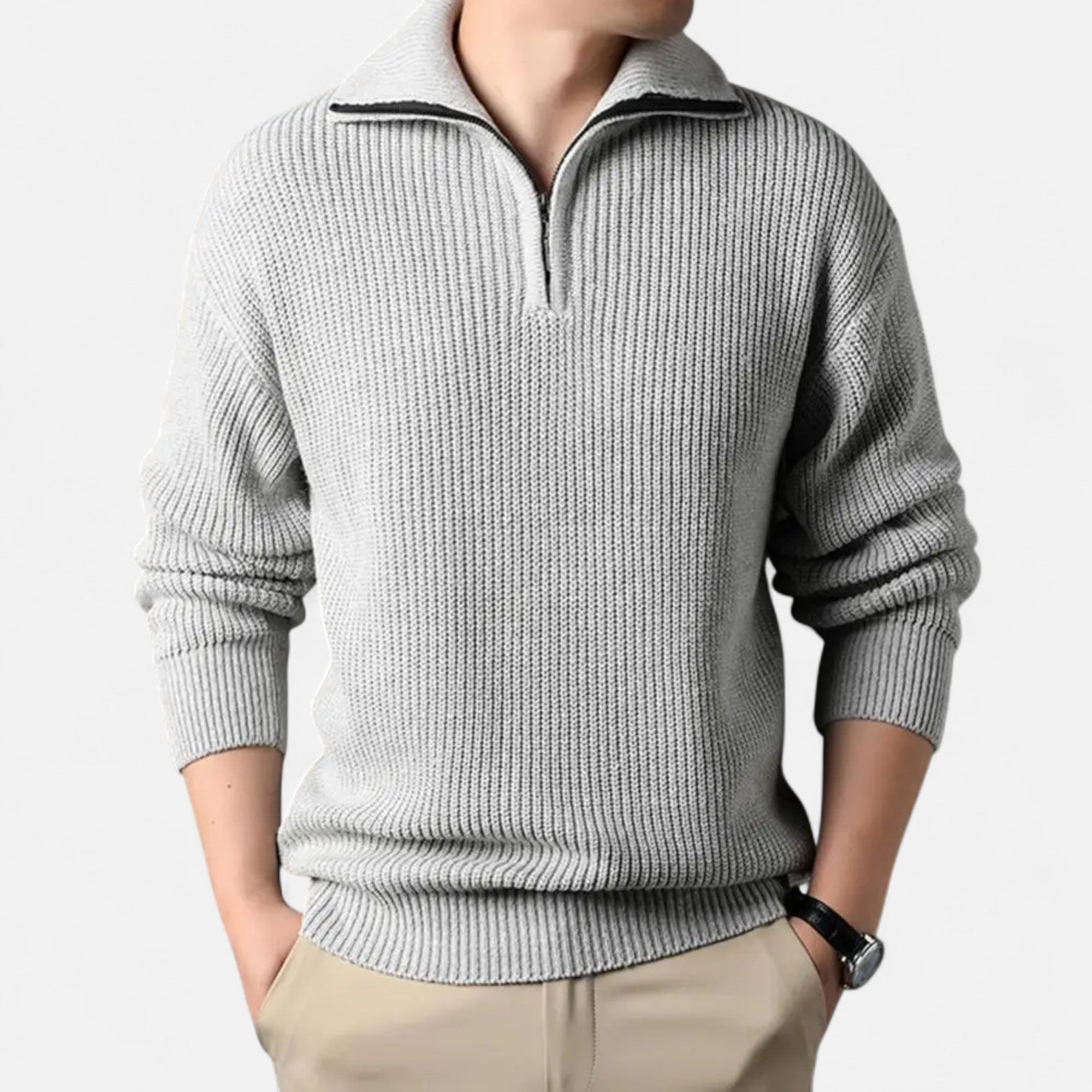 Volarno | Men’s Wool-Blend Half-Zip Sweater