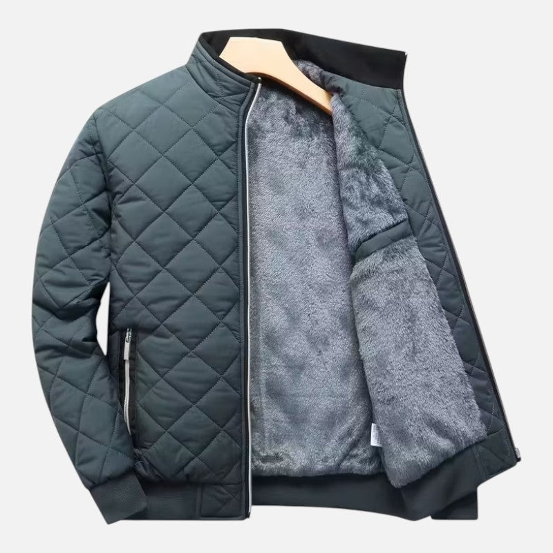 Volarno | Men’s Quilted Fleece-Lined Winter Jacket | Casual Loose Fit Cold Weather Coat