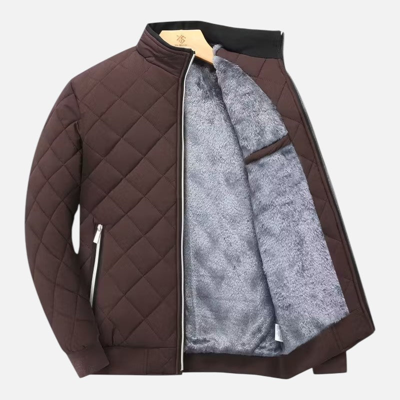 Volarno | Men’s Quilted Fleece-Lined Winter Jacket | Casual Loose Fit Cold Weather Coat