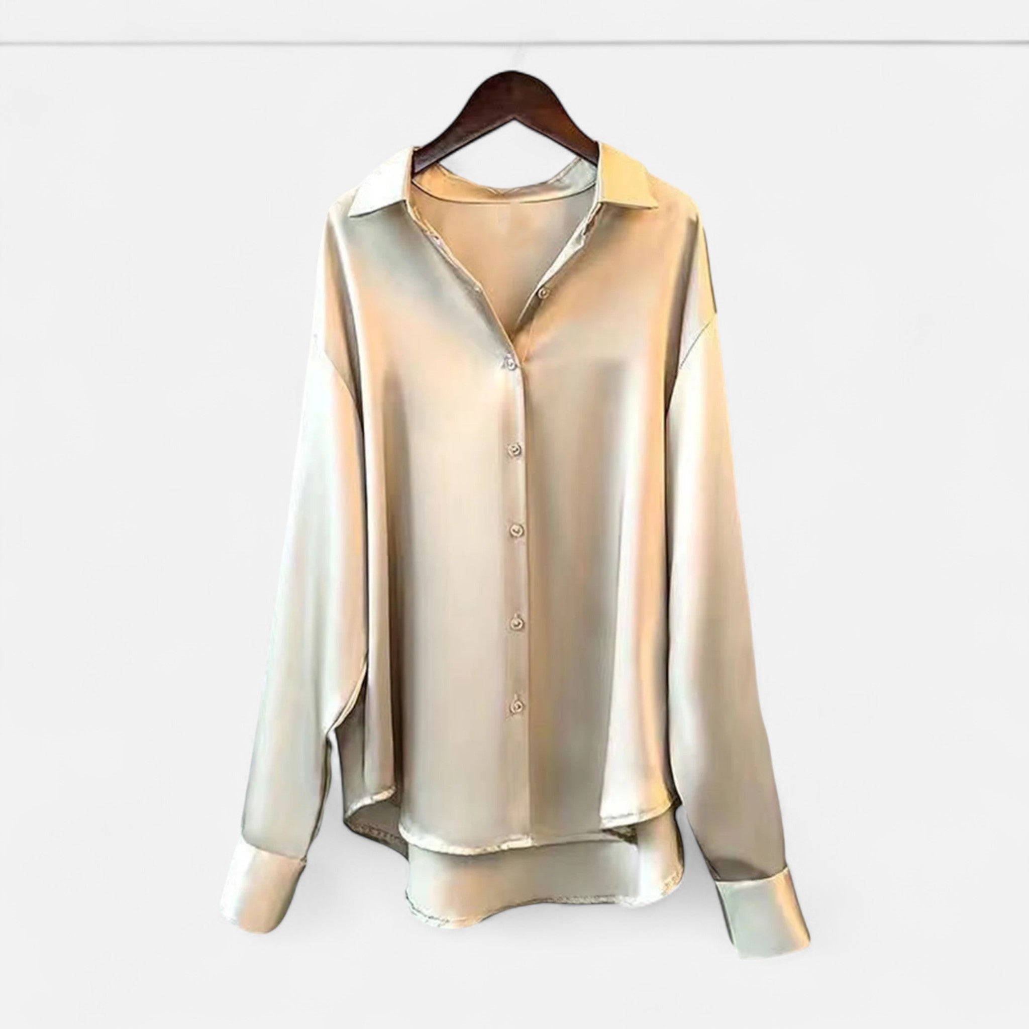 Volarno | Women’s Silk Satin Blouse – Autumn Poise Edition