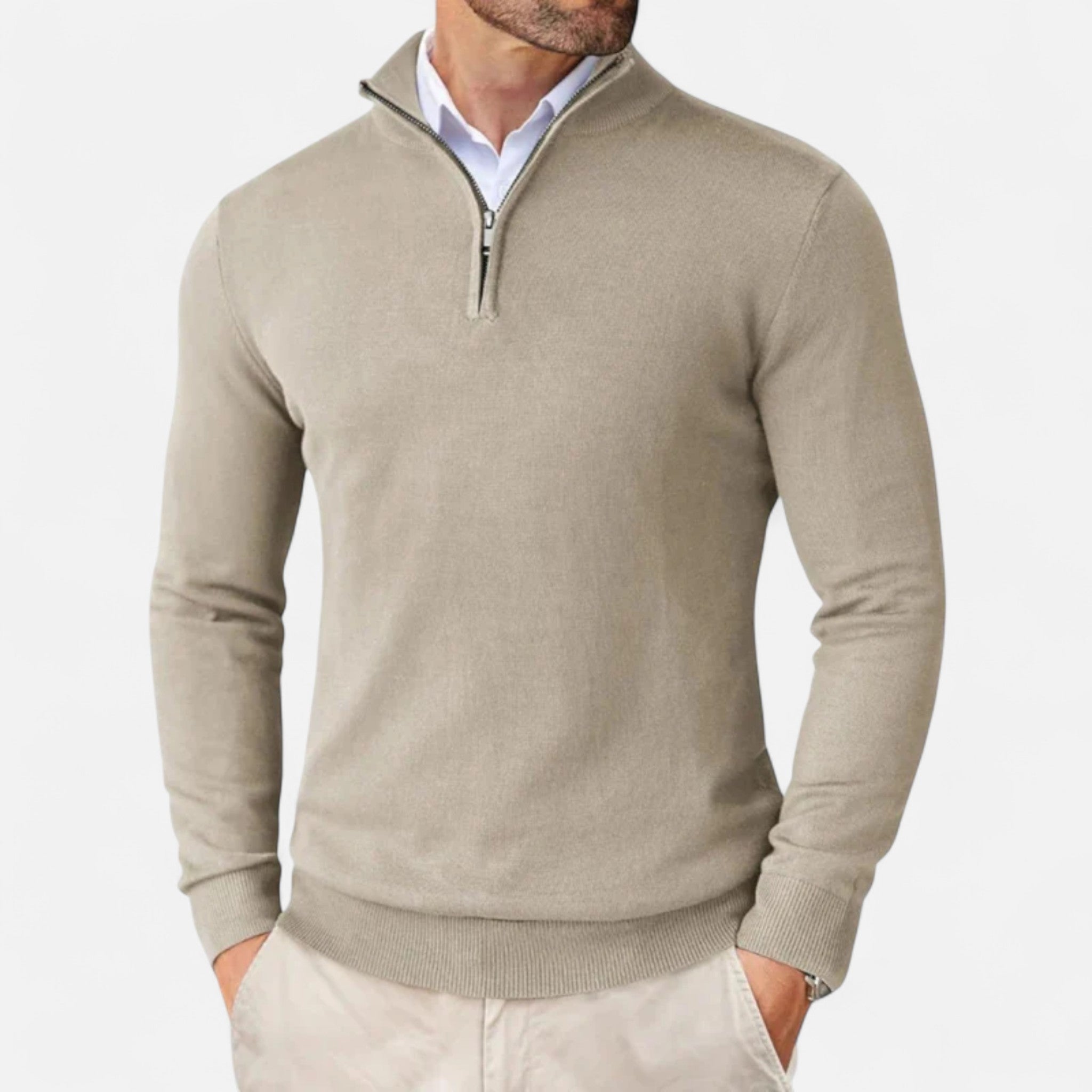Volarno | Men’s Sweater – Slim-Fit Quarter-Zip Elegance