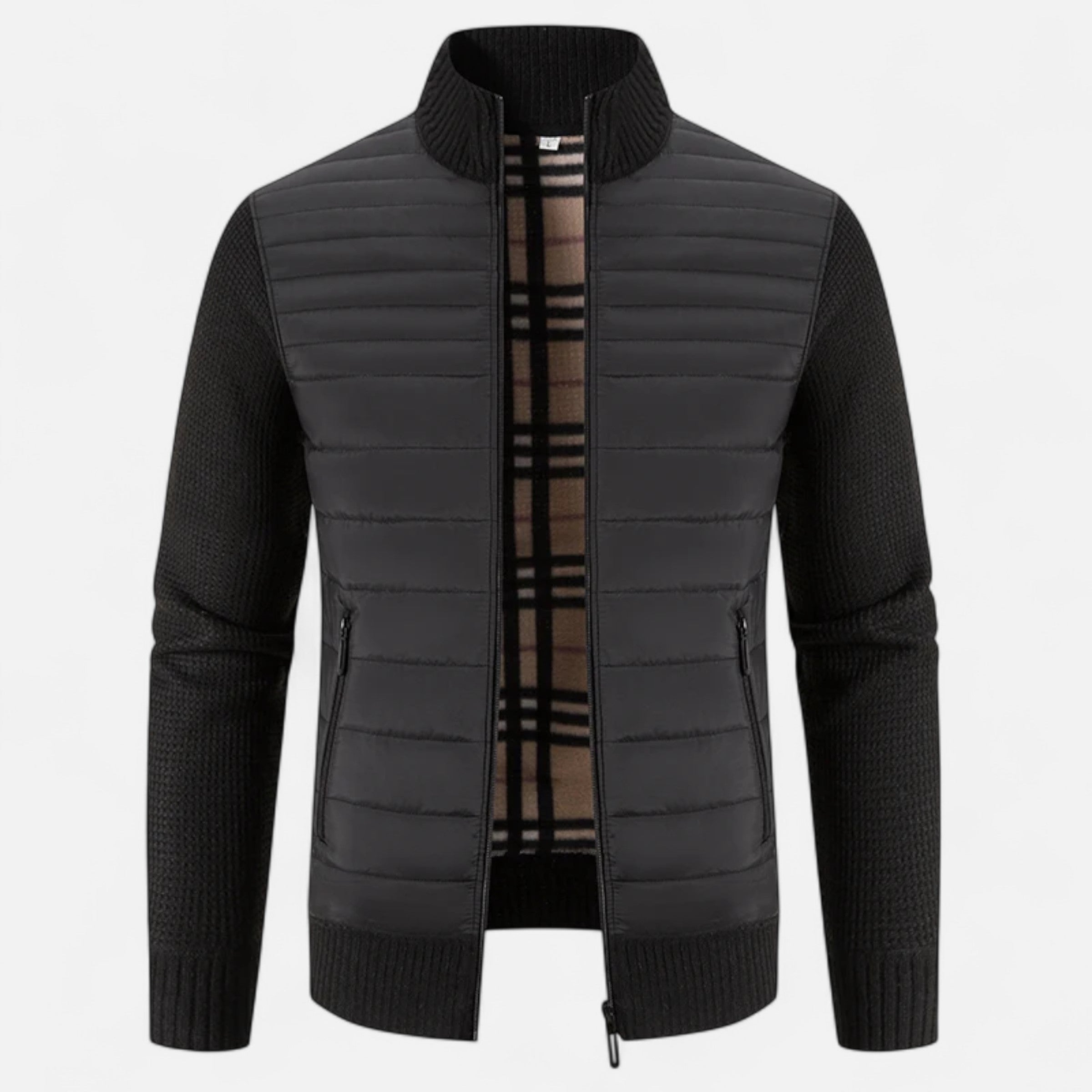 Volarno | Men’s Fleece Stand-Collar Patchwork Jacket