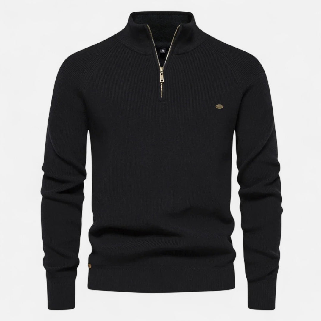 Volarno | Men’s Cotton Zip Sweater – Refined Knitwear for the Season
