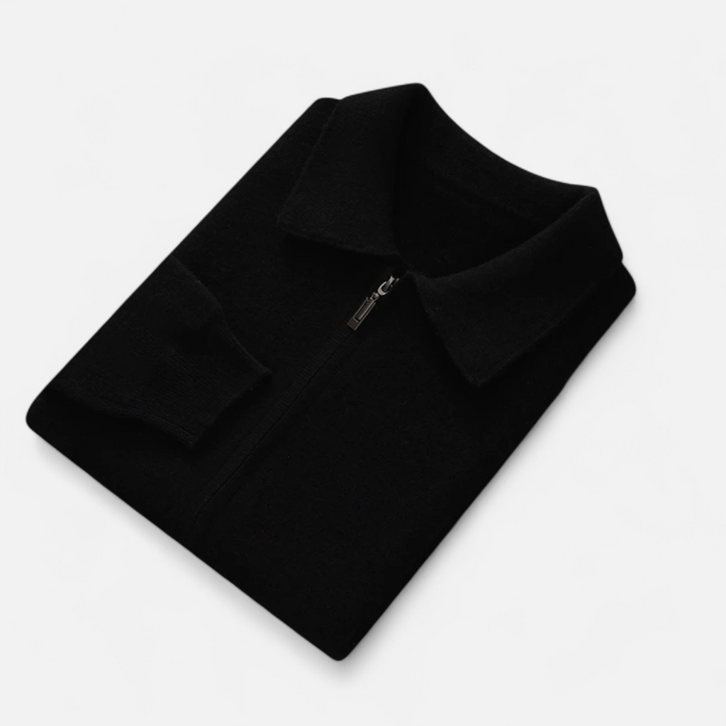 Volarno | Men’s Wool-Cashmere Zip Business Sweater