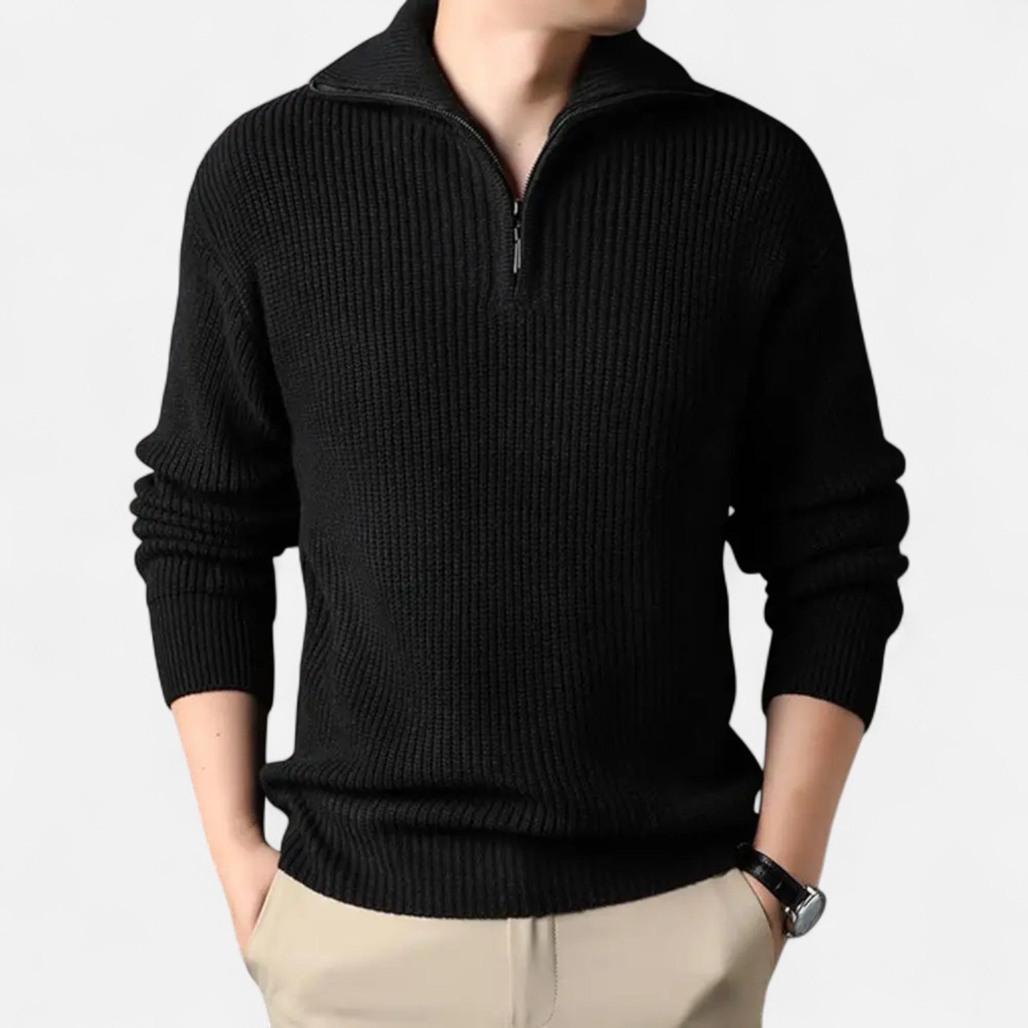 Volarno | Men’s Wool-Blend Half-Zip Sweater