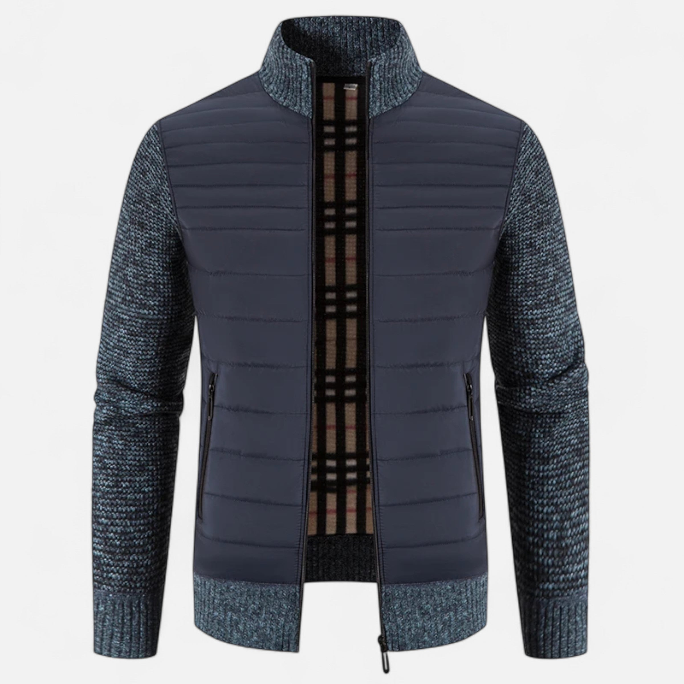 Volarno | Men’s Fleece Stand-Collar Patchwork Jacket