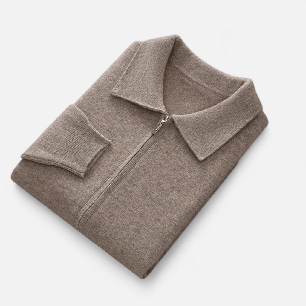 Volarno | Men’s Wool-Cashmere Zip Business Sweater