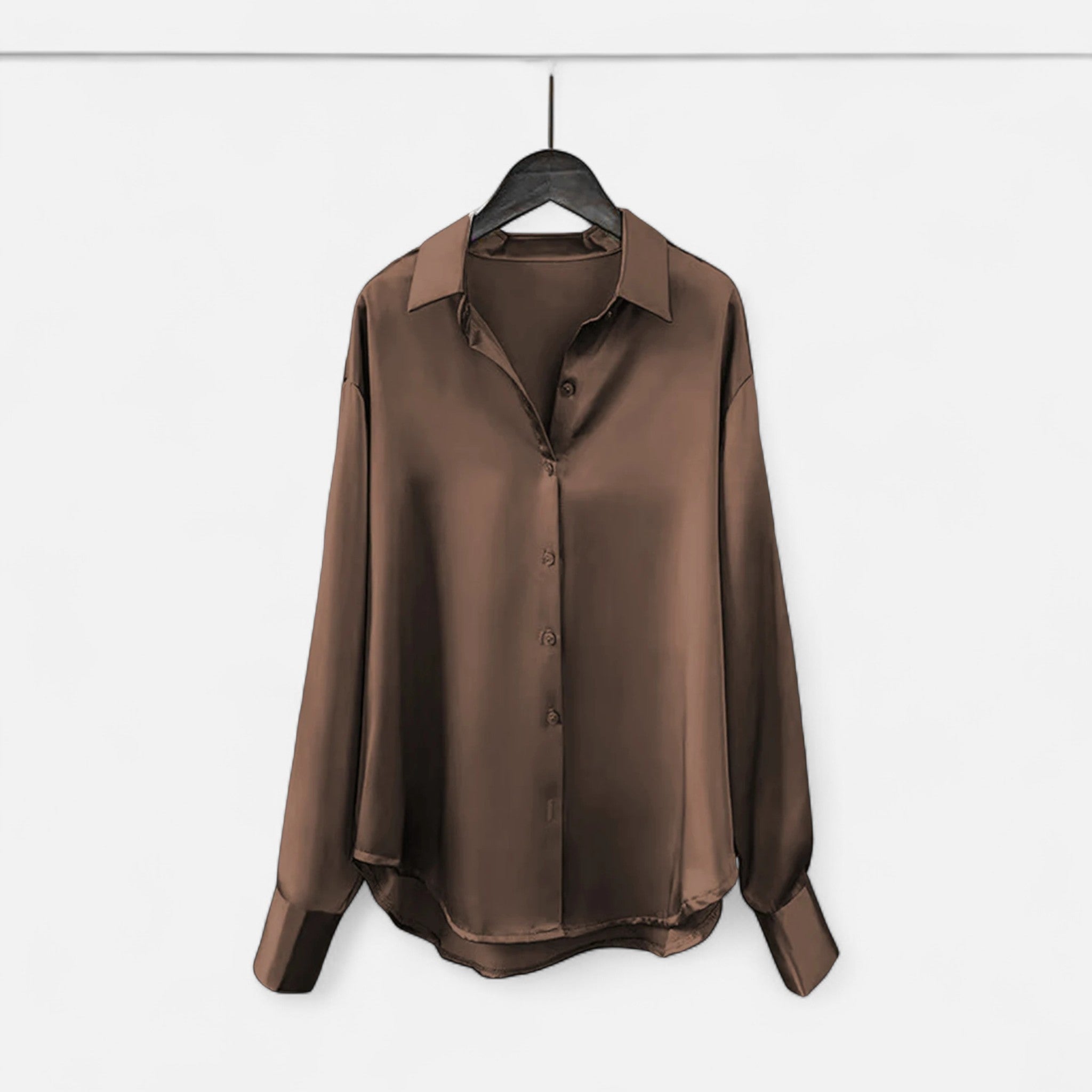 Volarno | Women’s Silk Satin Blouse – Autumn Poise Edition