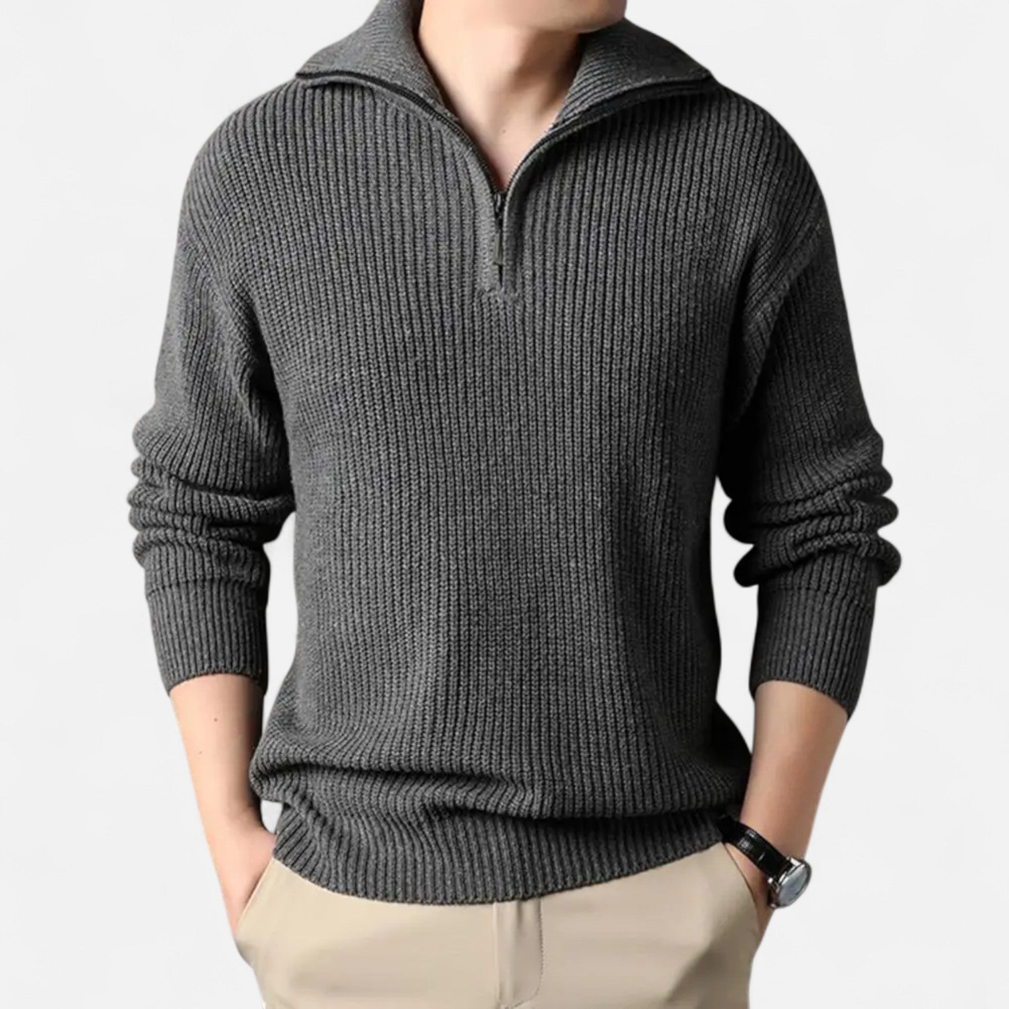 Volarno | Men’s Wool-Blend Half-Zip Sweater