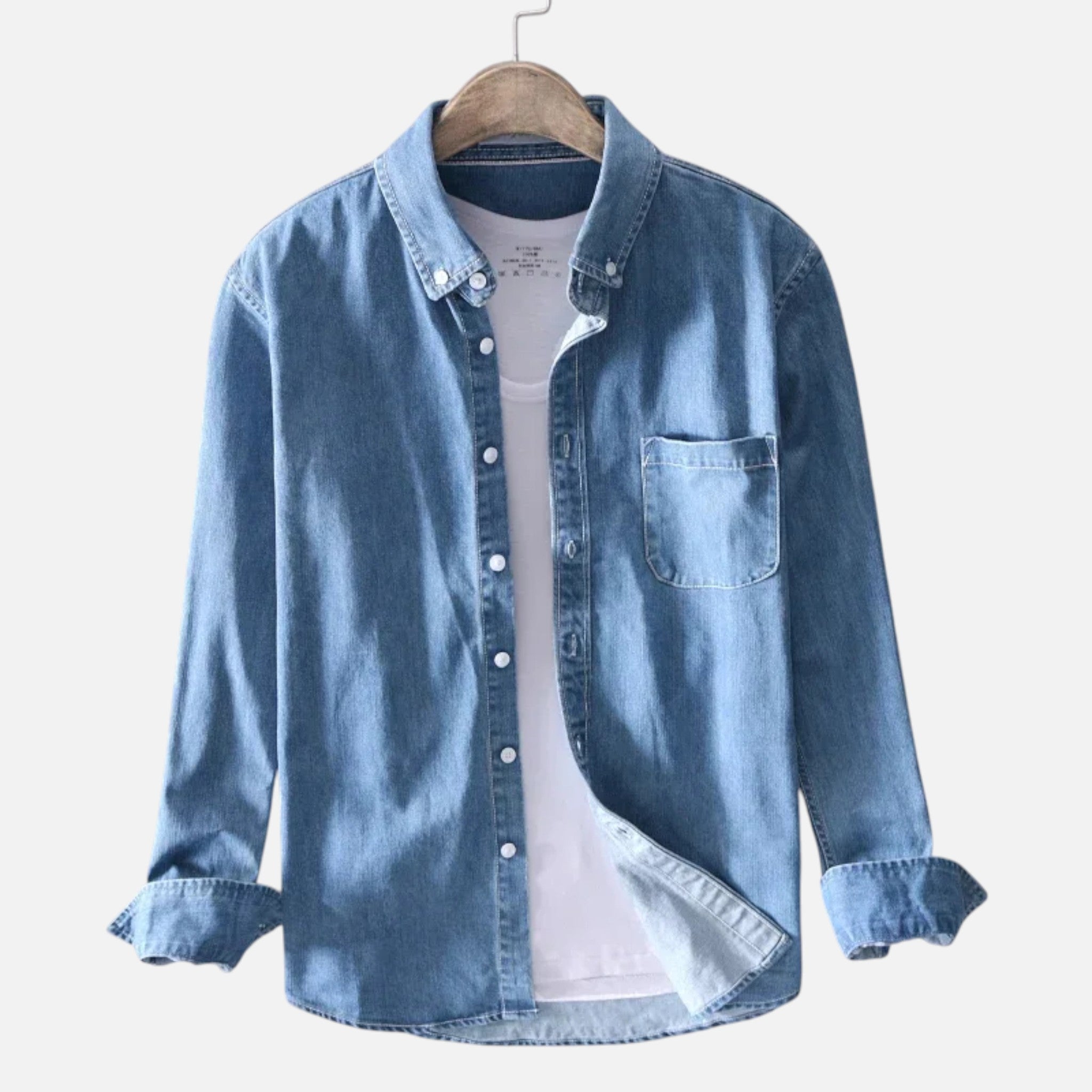 Volarno | Men’s Cotton Denim Long-Sleeve Shirt