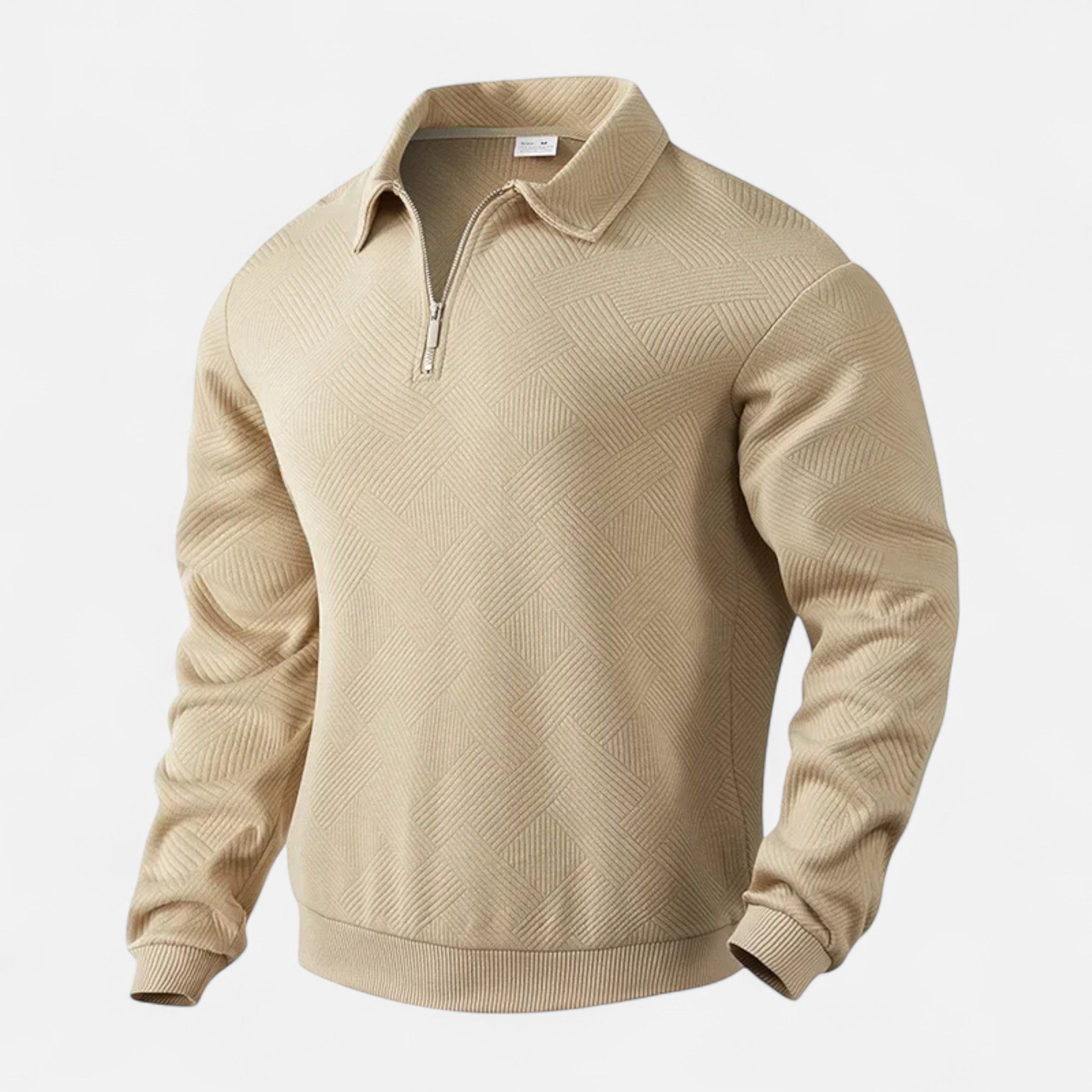 Volarno | Men’s Long-Sleeved Polo Shirt | Zipper Lapel