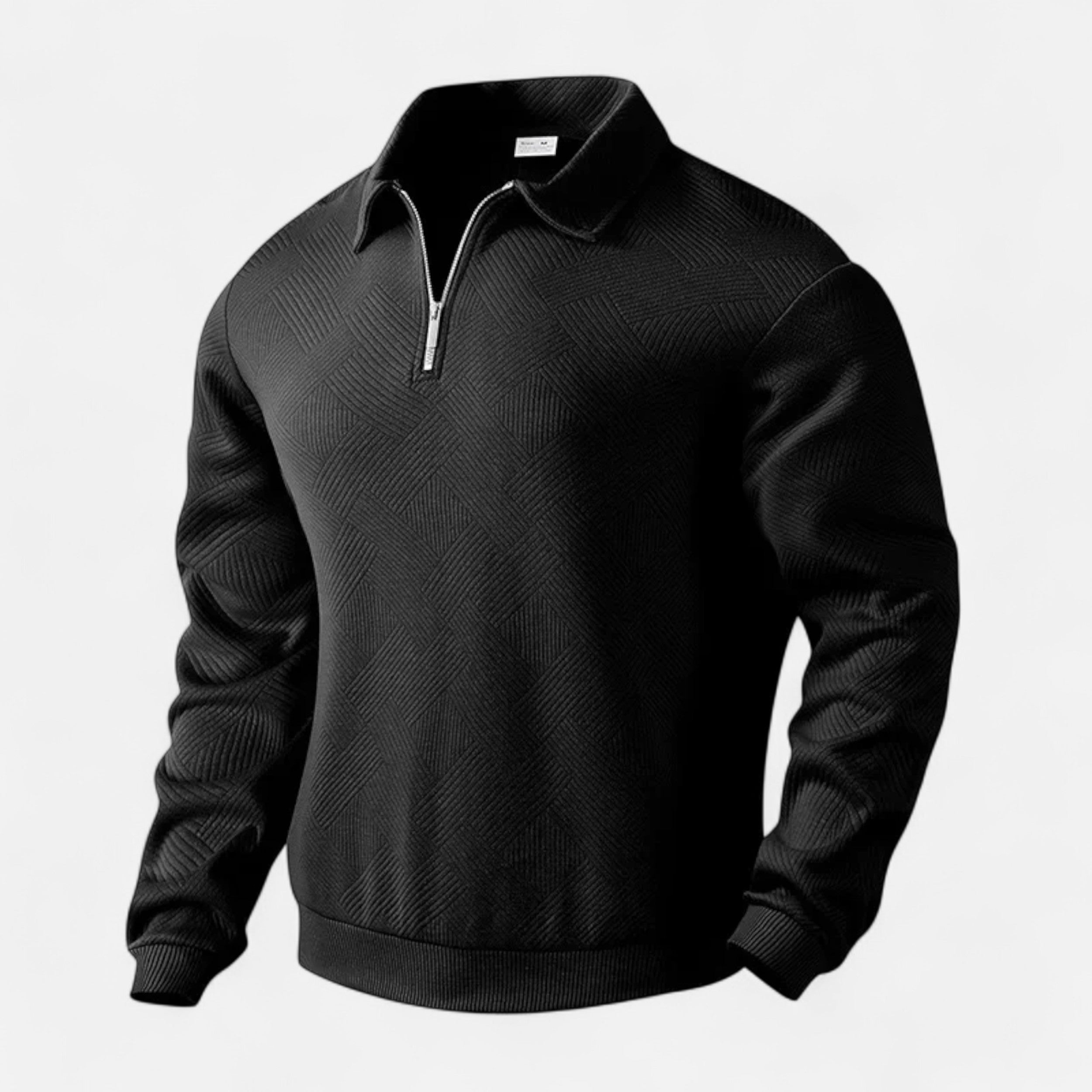 Volarno | Men’s Long-Sleeved Polo Shirt | Zipper Lapel