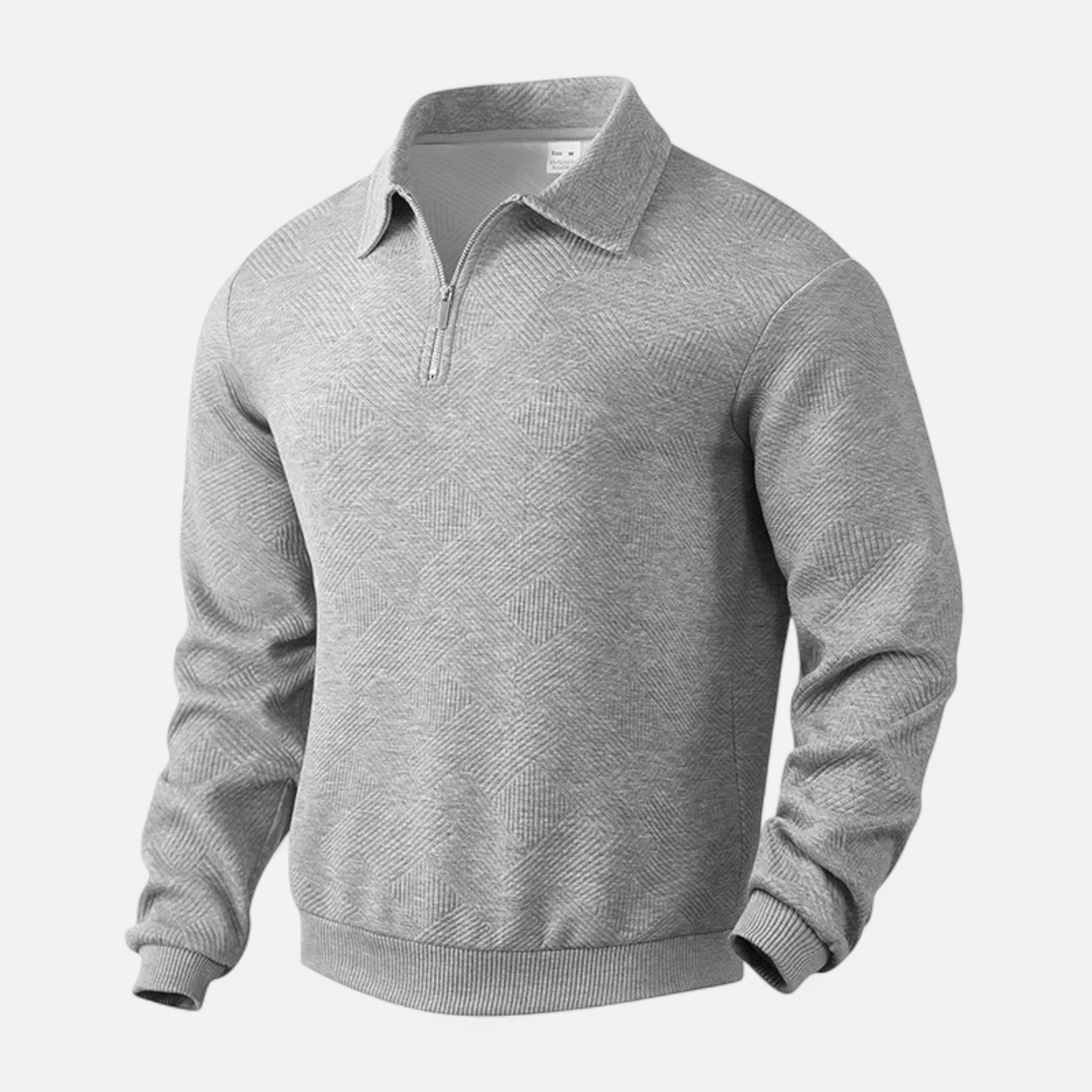 Volarno | Men’s Long-Sleeved Polo Shirt | Zipper Lapel