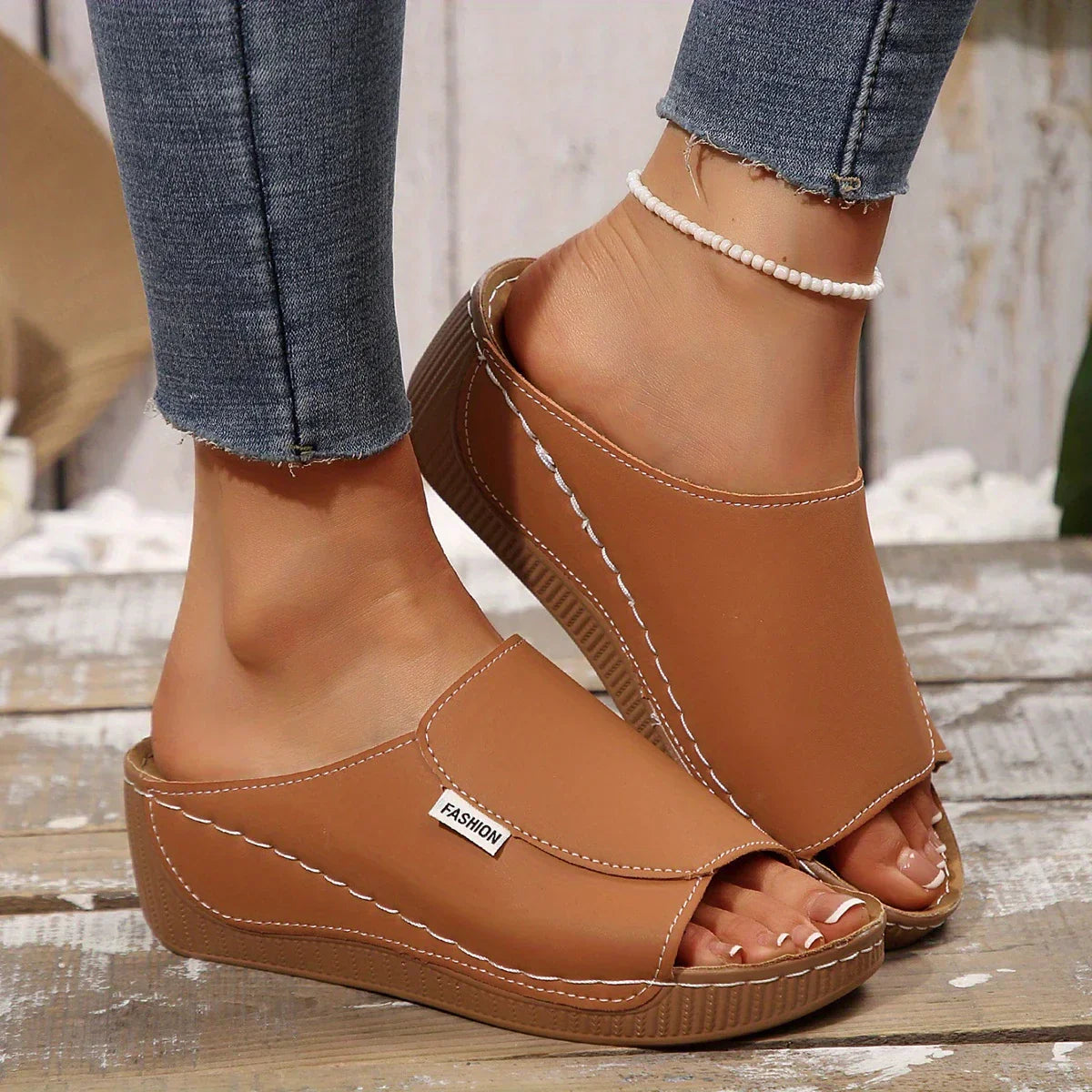 Volarno | Casual Slip-On Sandals with Mid-Heel Platform