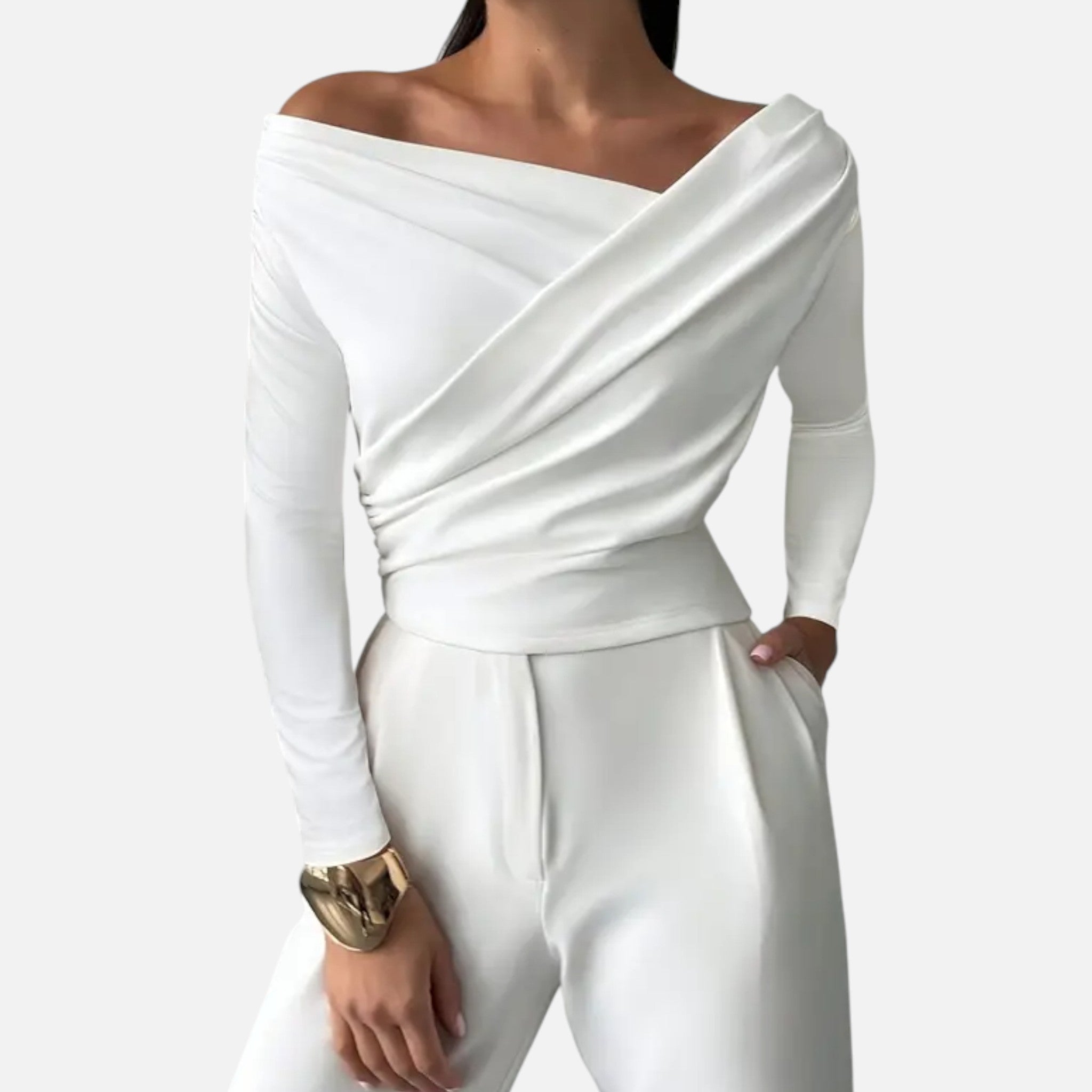 Volarno | Women's Timeless Cross-Over Collar Blouse