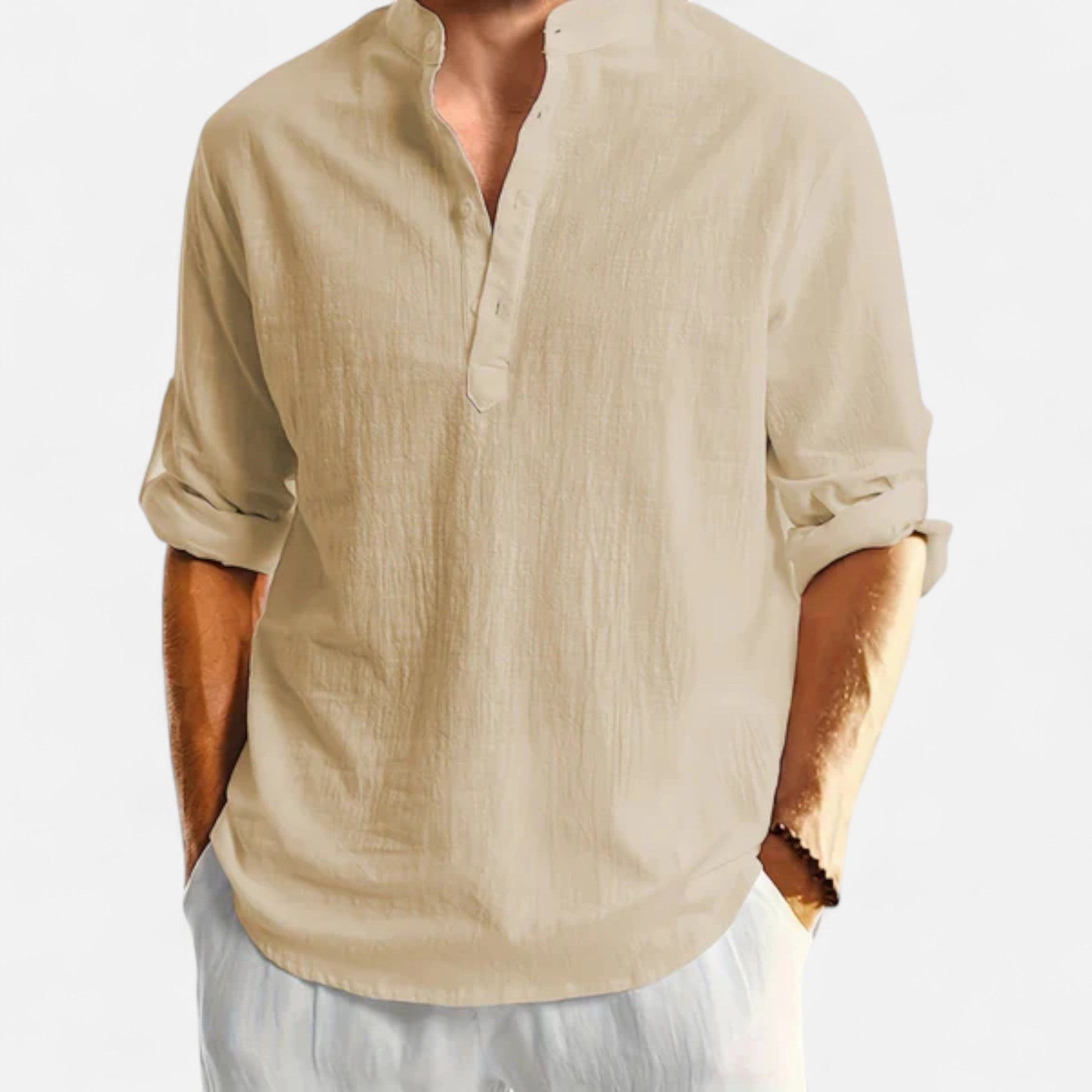 Volarno | Men’s Linen Henley Shirt