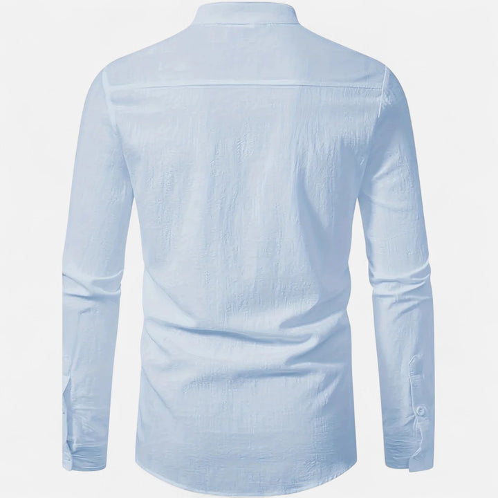 Volarno | Men’s Linen Henley – Heritage Collarless Style