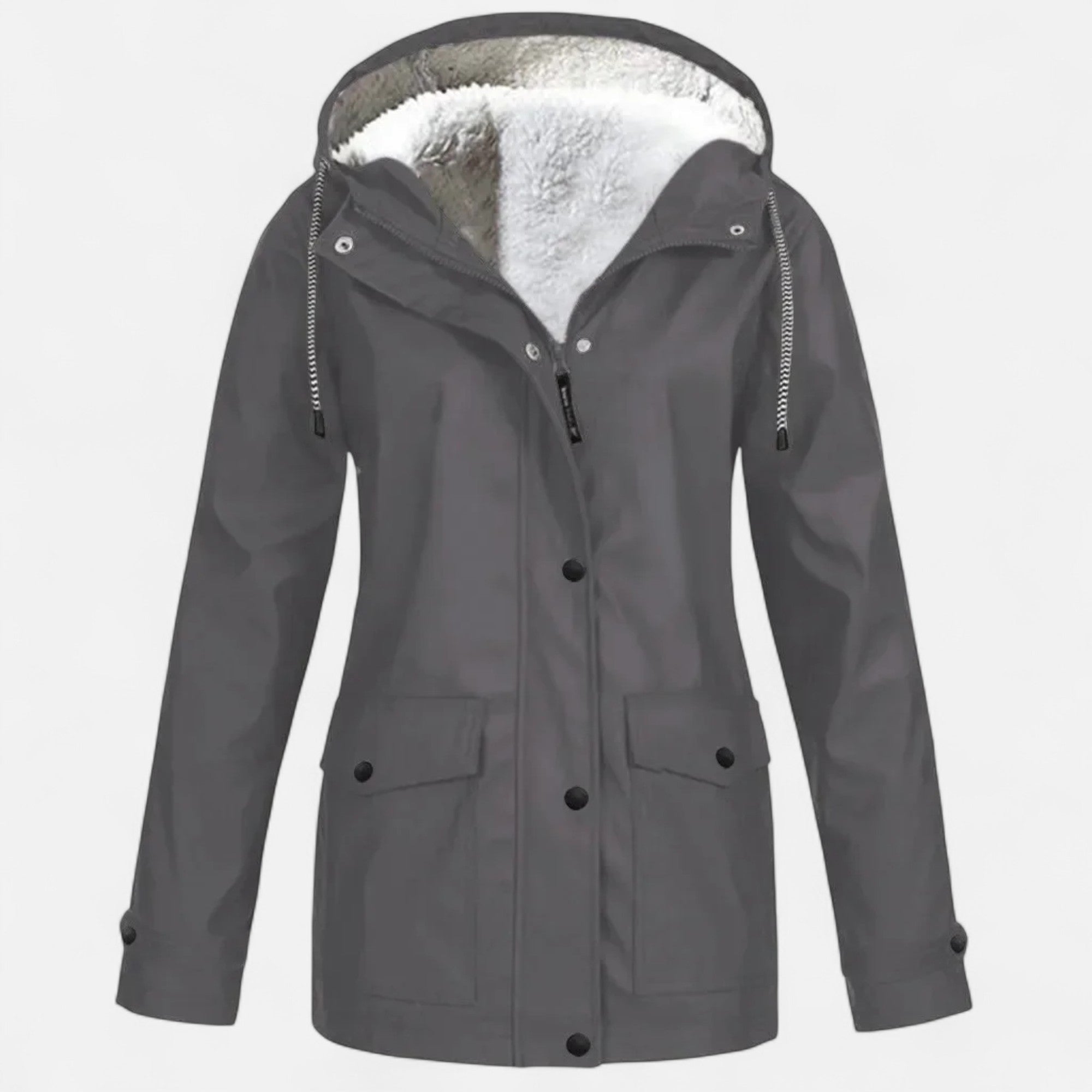 Volarno | Women’s Hooded Ski Coat in Plush Velvet Windproof