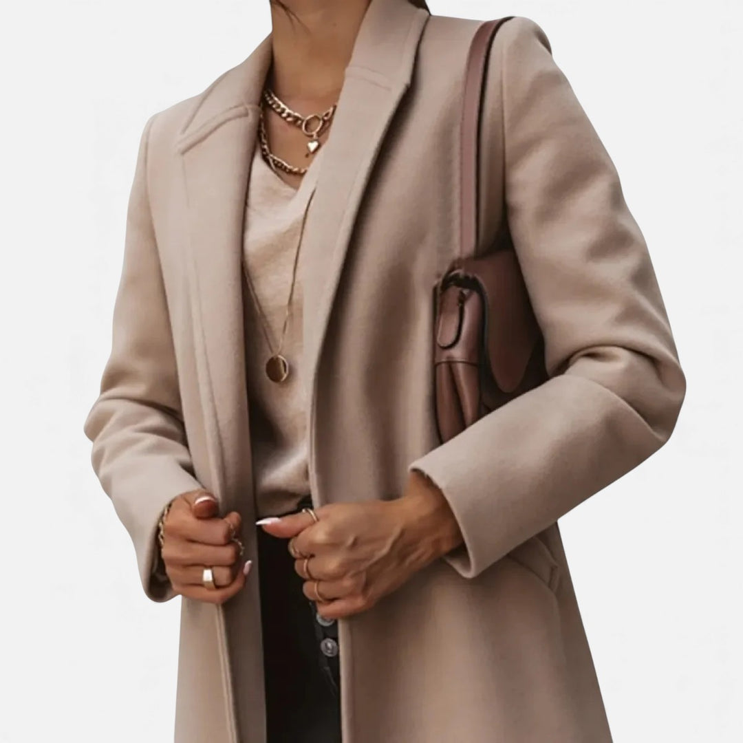 Volarno | Women’s Winter Overcoat – Lapel Collar Elegance
