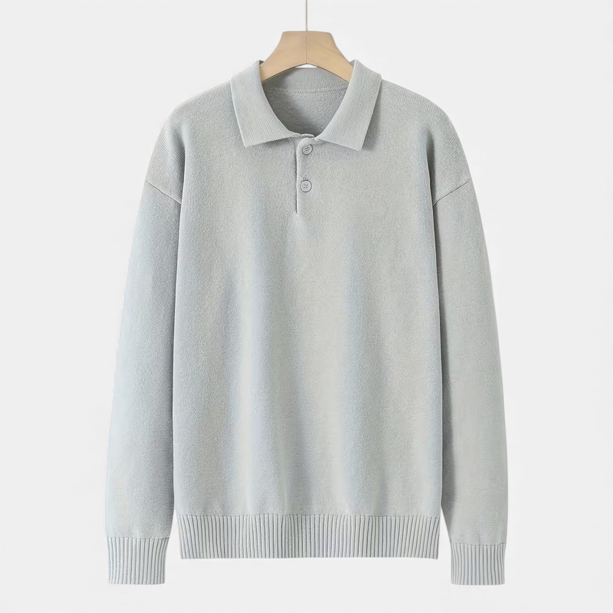 Volarno | Men’s Loose-Fit Button-Up Polo Sweater