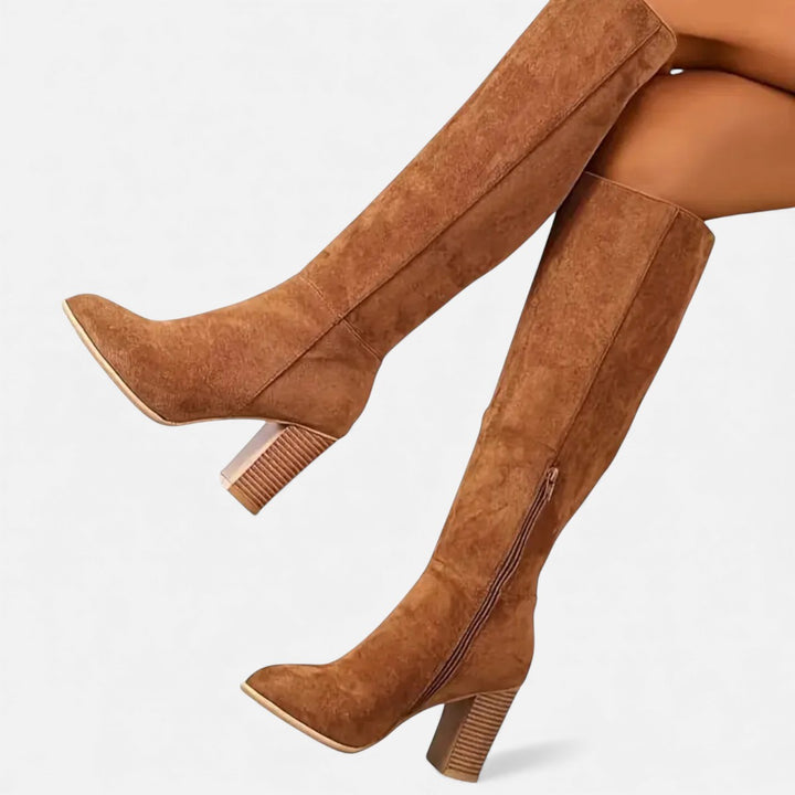 Volarno | Women’s Long Boots – Equestrian Light Brown Elegance