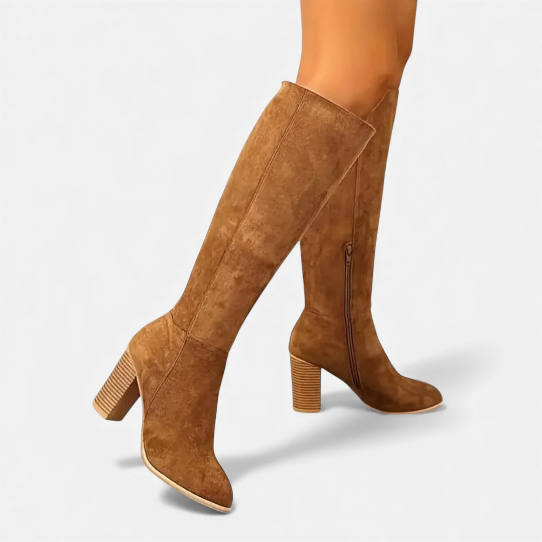 Volarno | Women’s Long Boots – Equestrian Light Brown Elegance