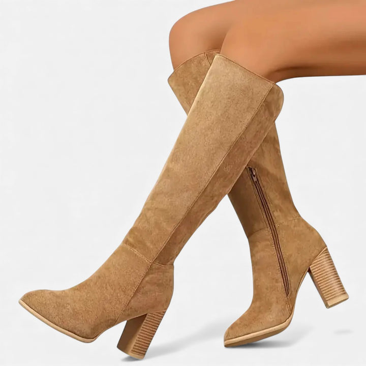 Volarno | Women’s Long Boots – Equestrian Light Brown Elegance