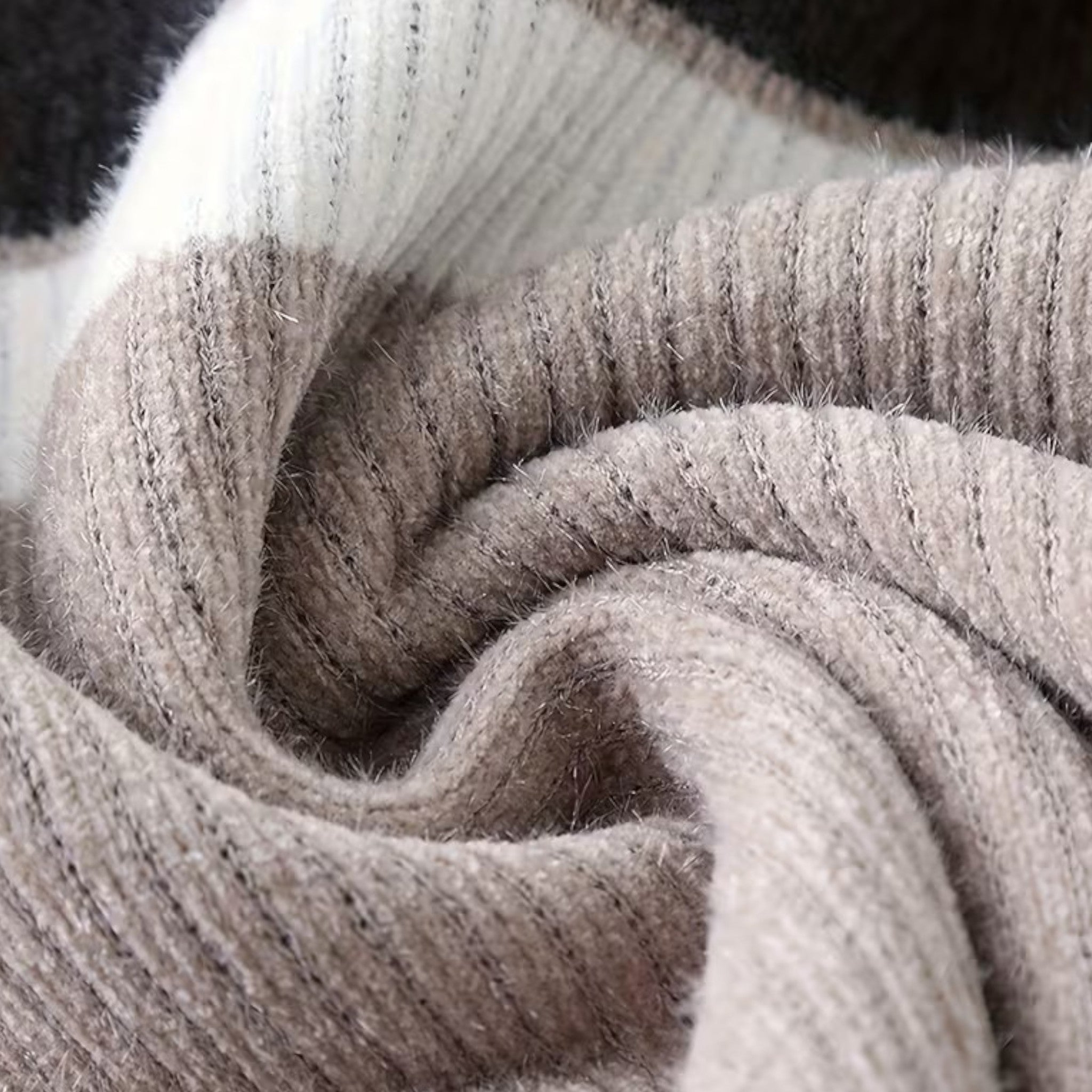 Volarno | Men’s Thick Half-Zip Striped Knit Sweater