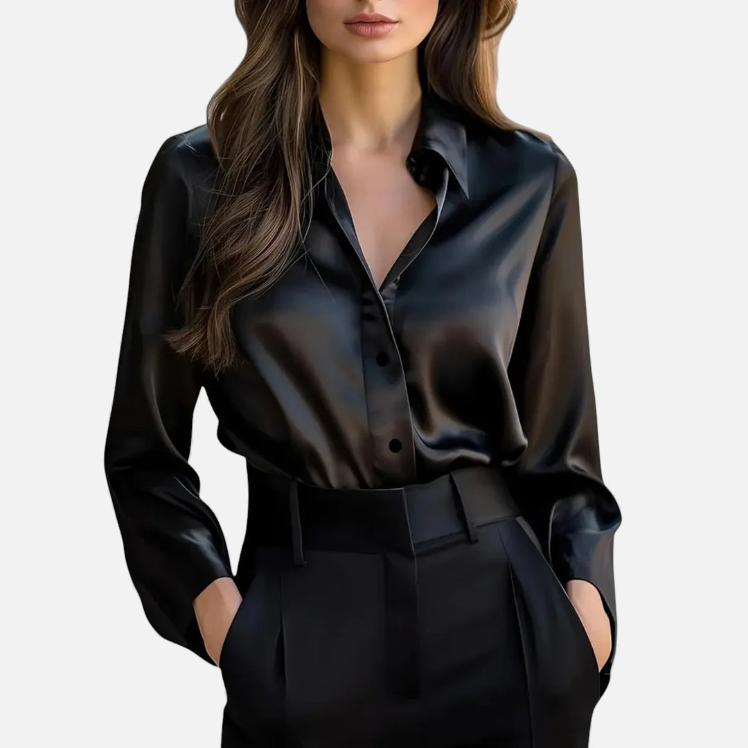 Volarno | Women’s Satin Blouse – Long Sleeve Elegance