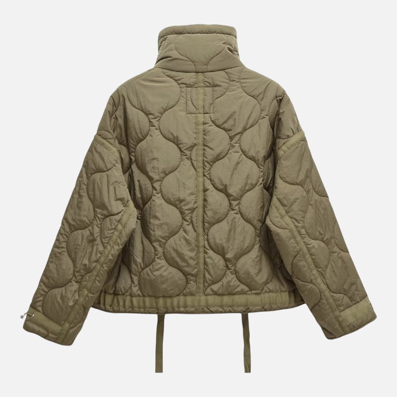 Volarno | Women’s Stand Collar Cotton Jacket | Textured Casual Lightweight Coat
