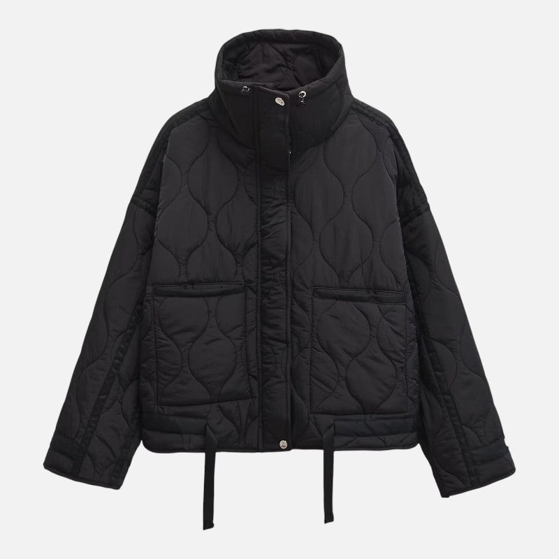 Volarno | Women’s Stand Collar Cotton Jacket | Textured Casual Lightweight Coat