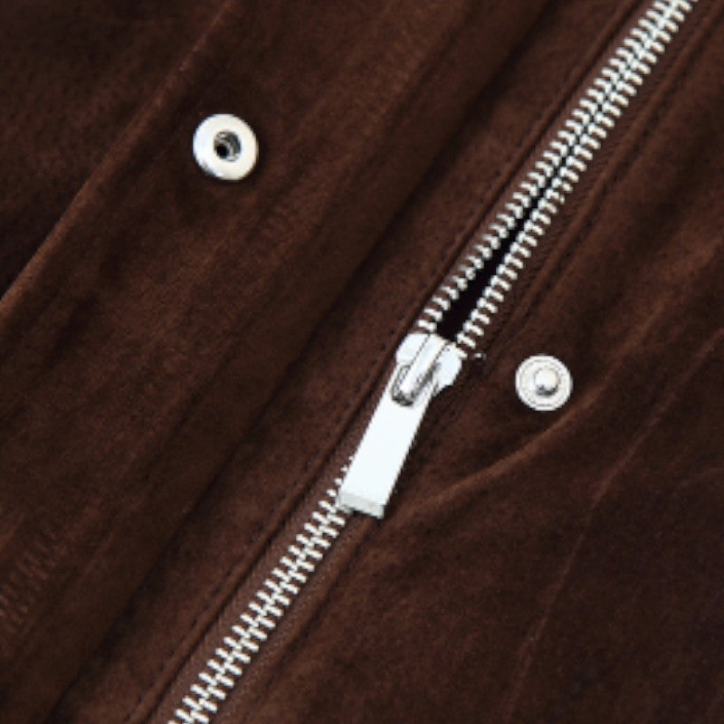 Volarno | Women’s Suede Pocket Detail Jacket | Casual Soft Faux Suede Coat