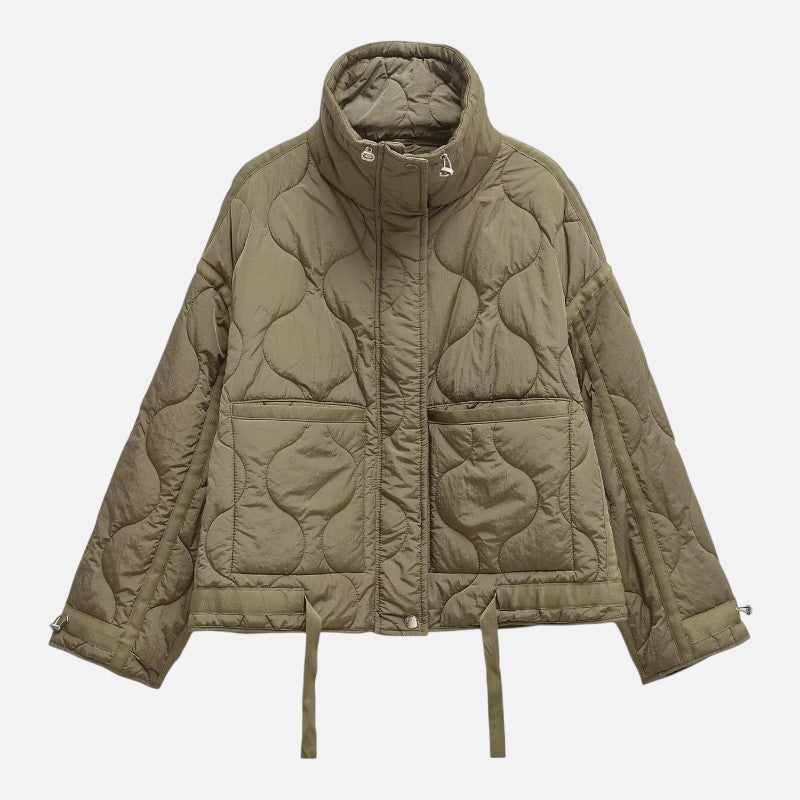 Volarno | Women’s Stand Collar Cotton Jacket | Textured Casual Lightweight Coat