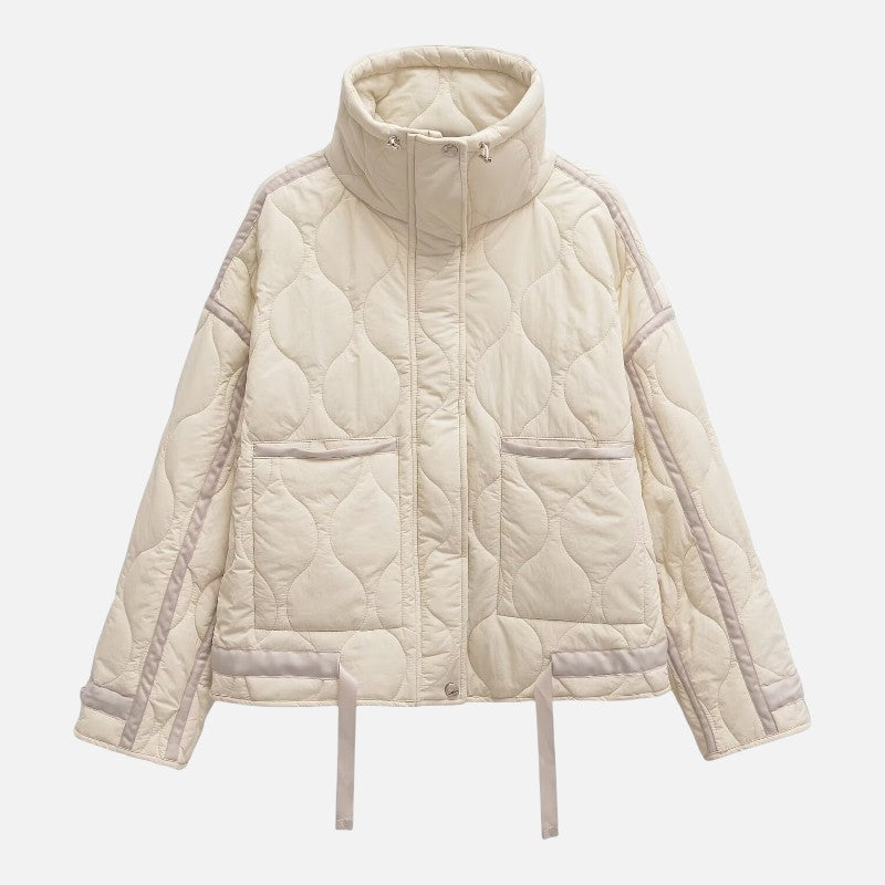 Volarno | Women’s Stand Collar Cotton Jacket | Textured Casual Lightweight Coat