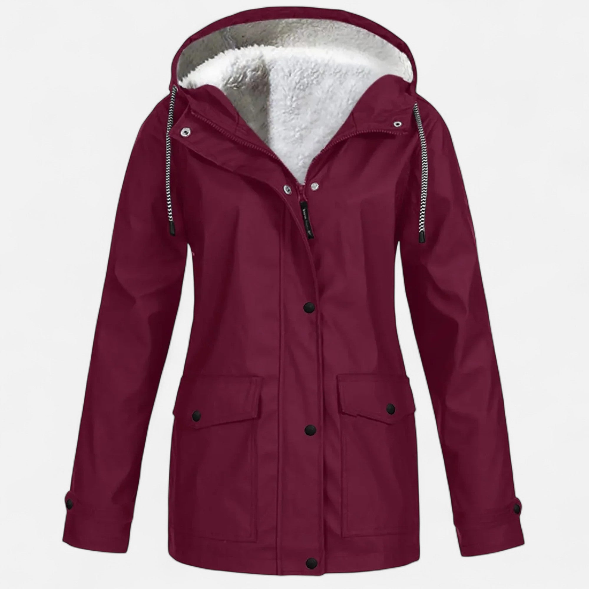 Volarno | Women’s Hooded Ski Coat in Plush Velvet Windproof