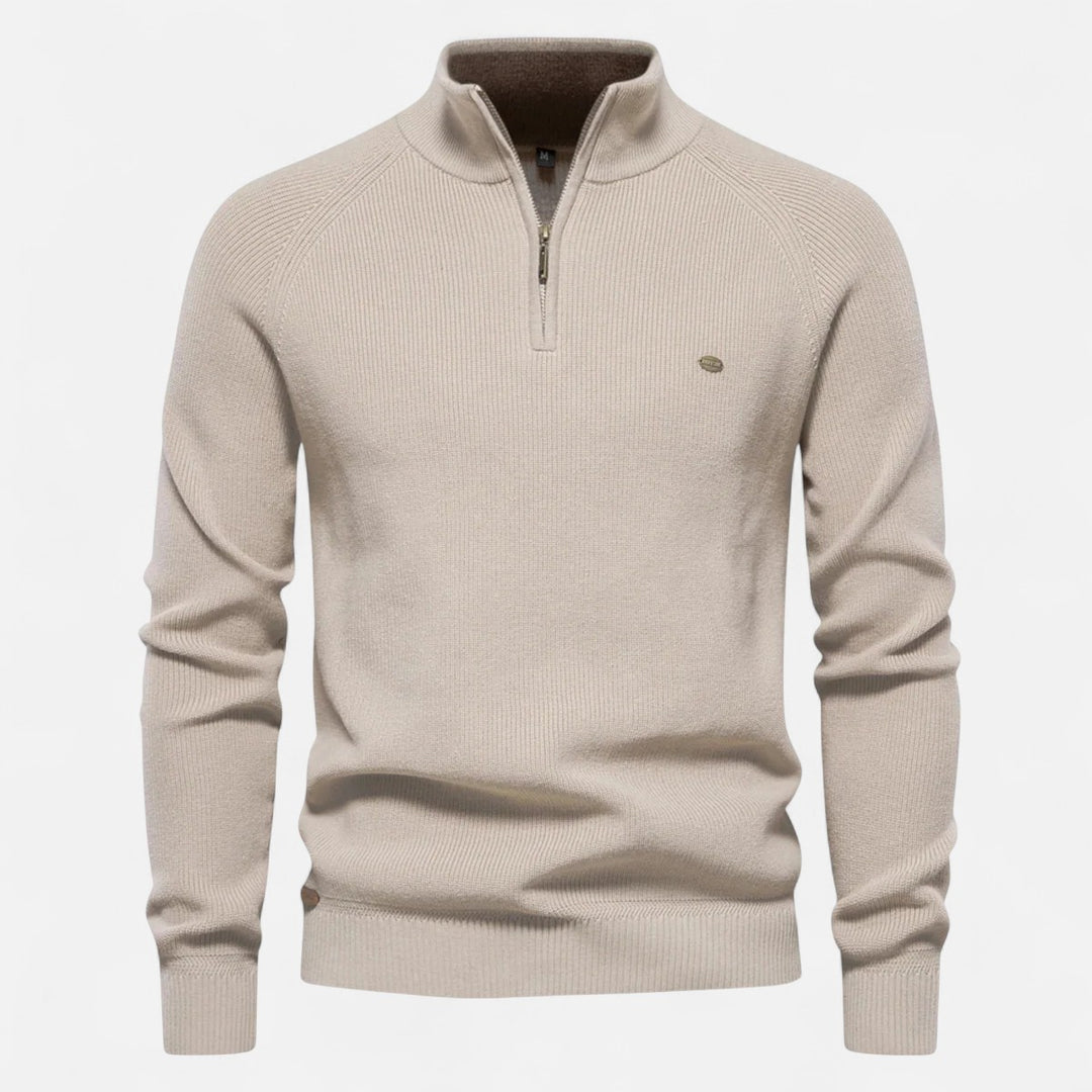 Volarno | Men’s Cotton Zip Sweater – Refined Knitwear for the Season