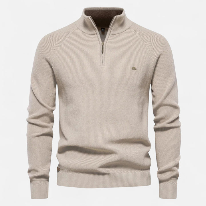 Volarno | Men’s Cotton Zip Sweater – Refined Knitwear for the Season