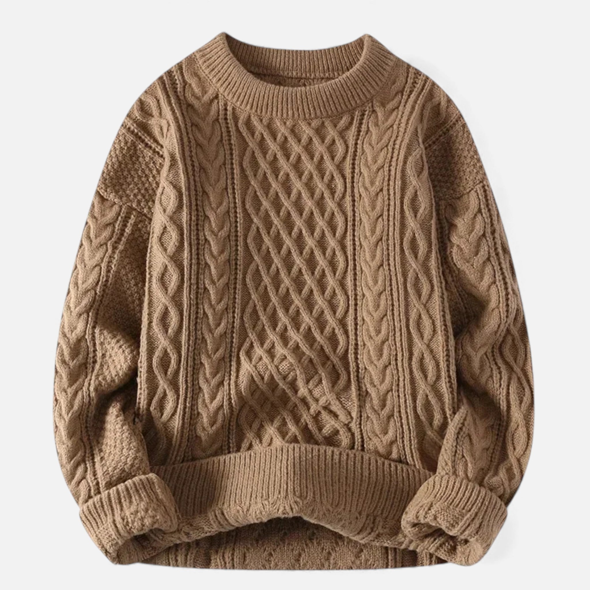 Volarno| Women’s Slight-Stretch Knitted Cabled Sweater