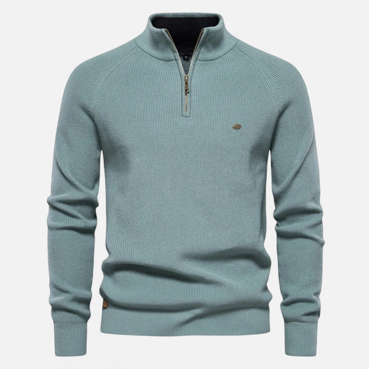 Volarno | Men’s Cotton Zip Sweater – Refined Knitwear for the Season