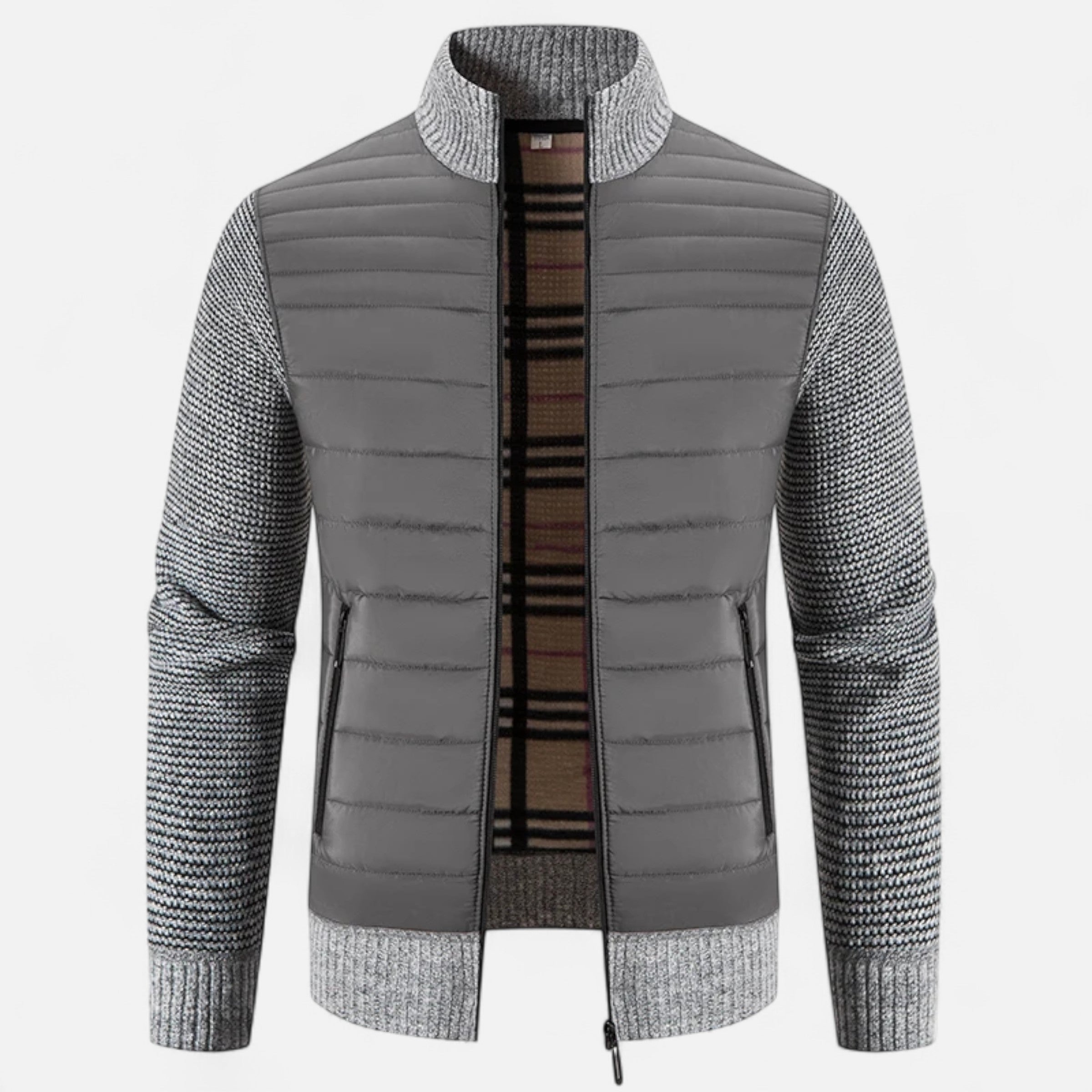 Volarno | Men’s Fleece Stand-Collar Patchwork Jacket