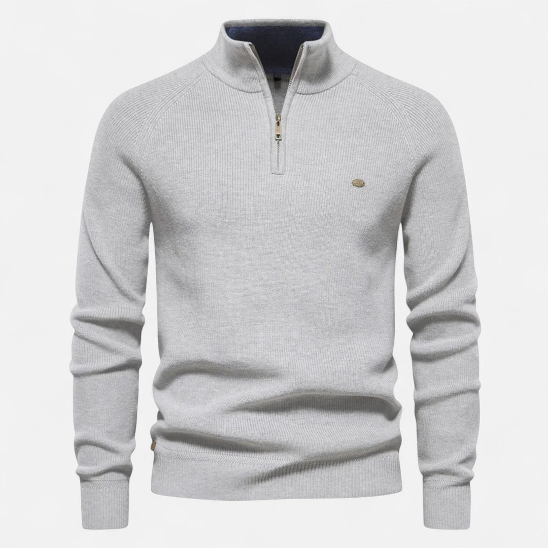 Volarno | Men’s Cotton Zip Sweater – Refined Knitwear for the Season