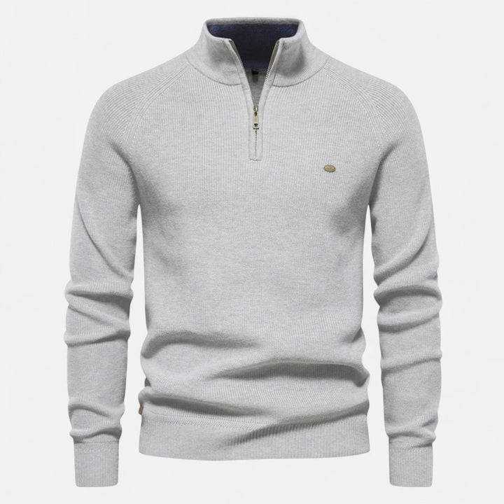 Volarno | Men’s Cotton Zip Sweater – Refined Knitwear for the Season