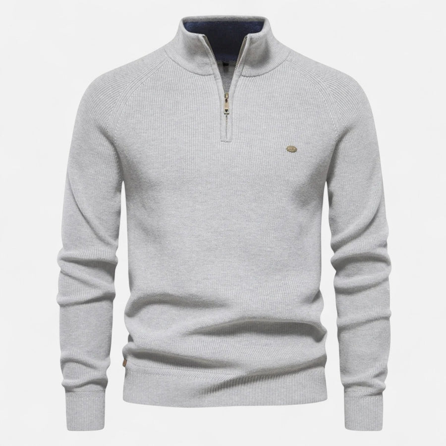 Volarno | Men’s Cotton Zip Sweater – Refined Knitwear for the Season