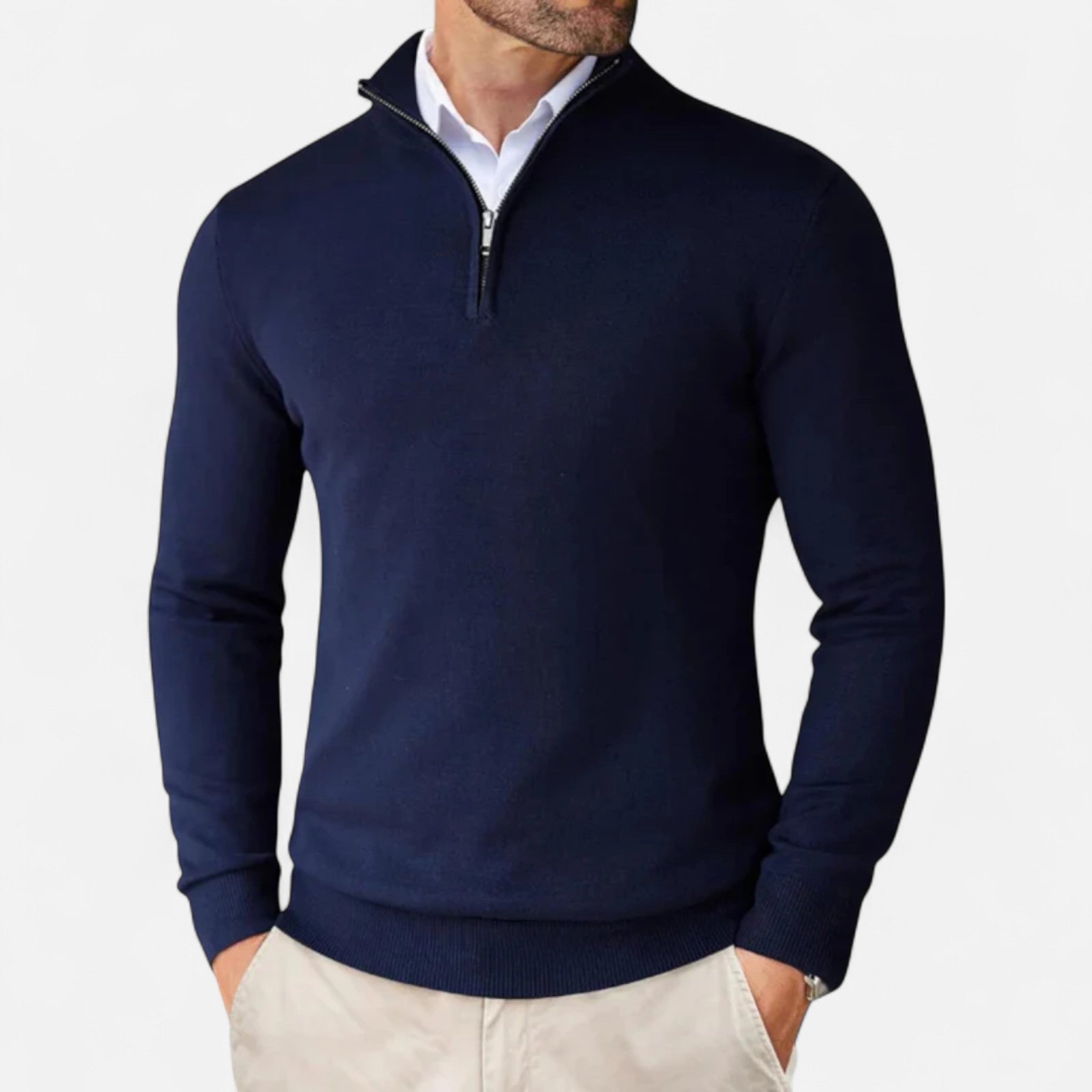 Volarno | Men’s Sweater – Slim-Fit Quarter-Zip Elegance